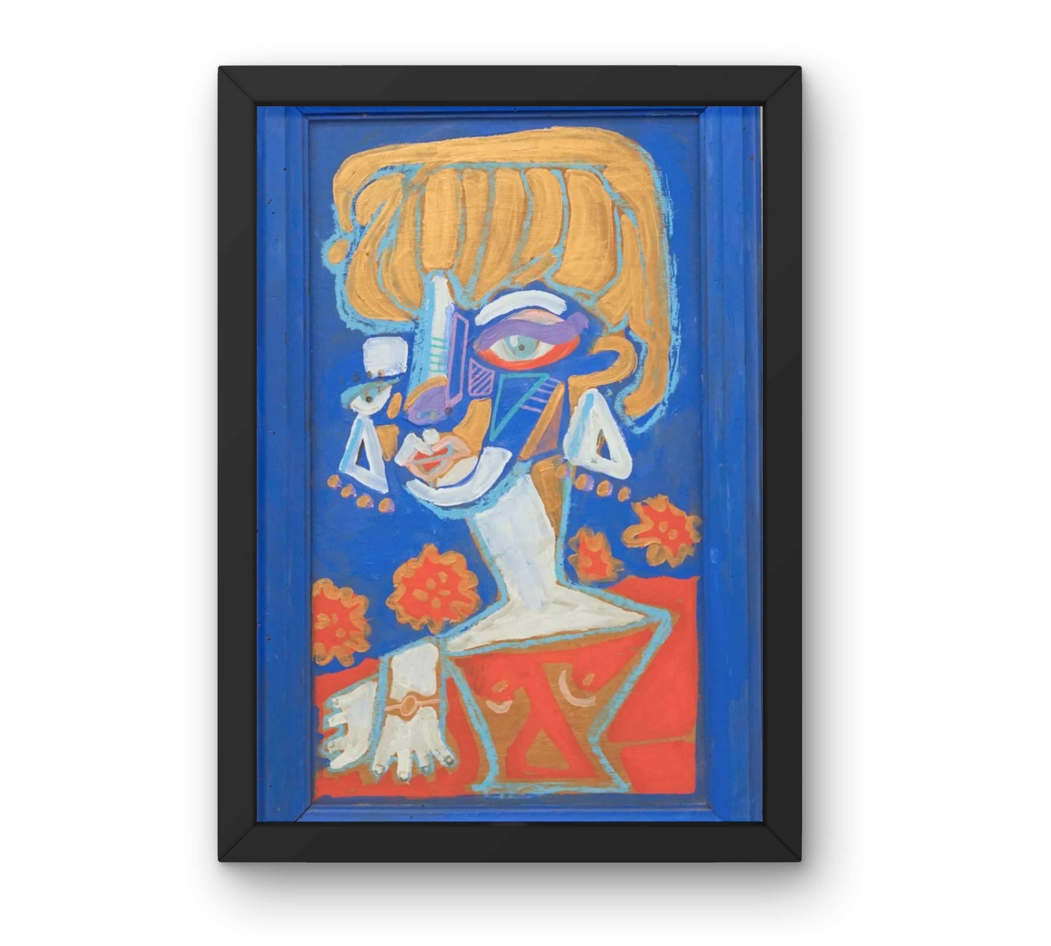 Anna with flowers Kunstdruck Mehrfarbig