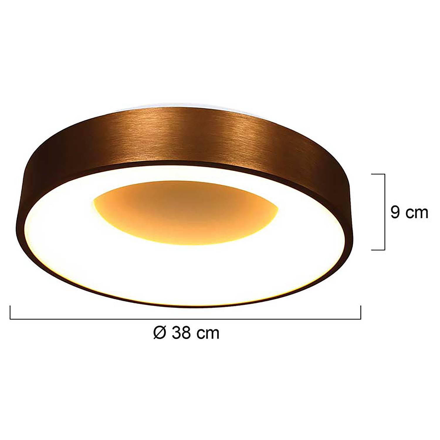 Ringlede LED-Deckenleuchte Aluminium Kupfer