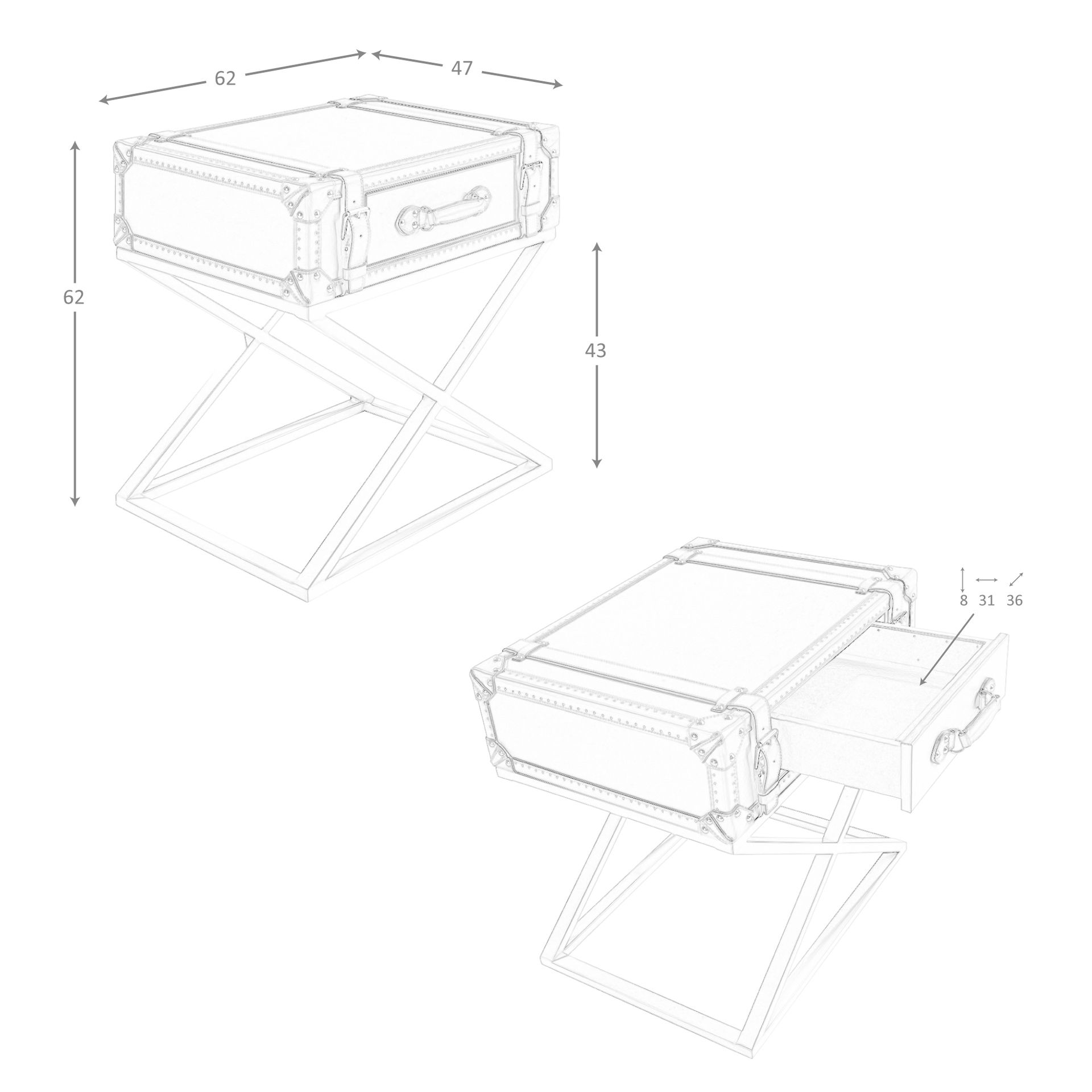 Eckbeistelltisch Leder Braun