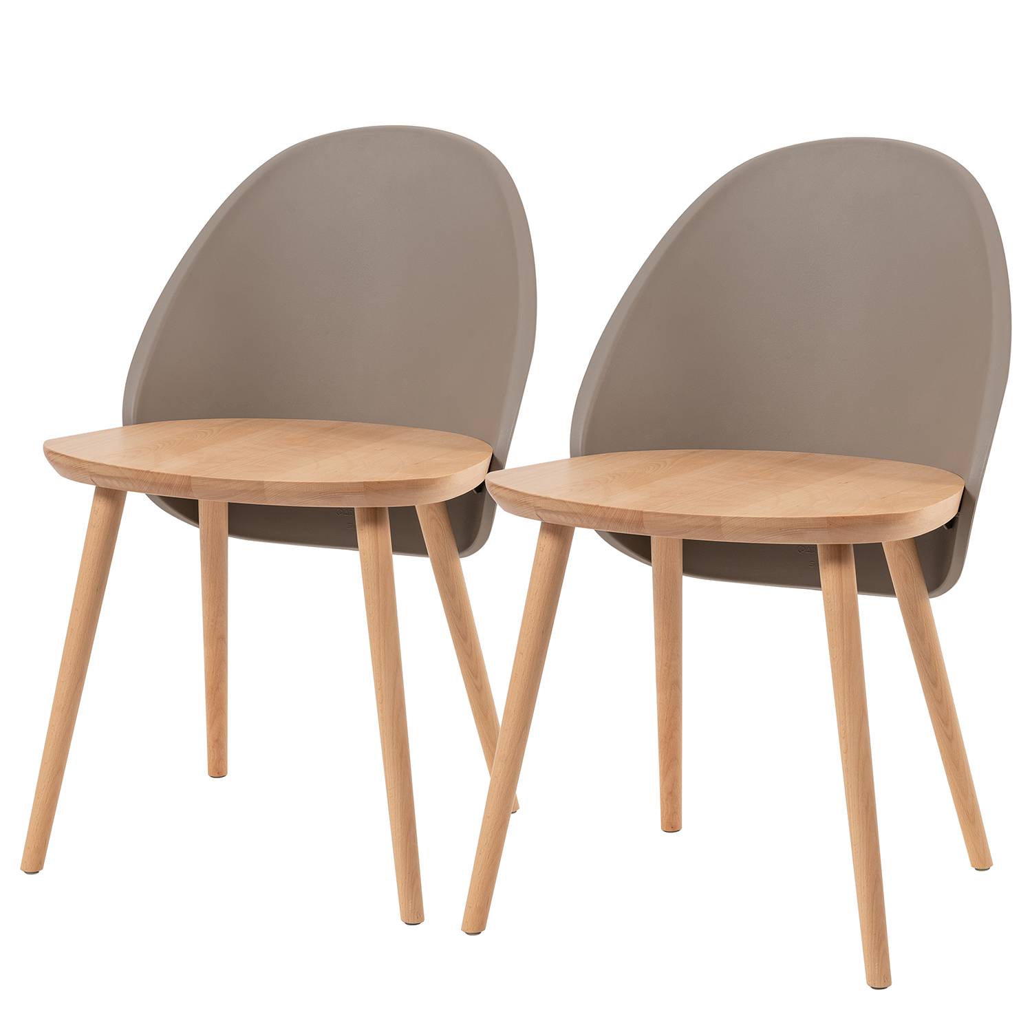 2x Esszimmerstuhl Doon Buche Massiv Taupe