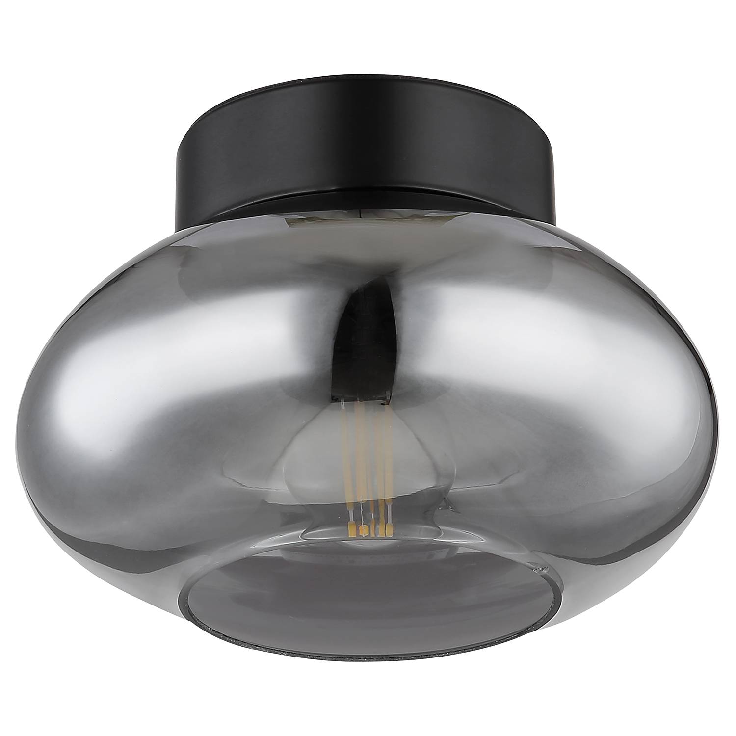 1-Flammig Shaun Deckenleuchte Rauchglas Eisen Schwarz 