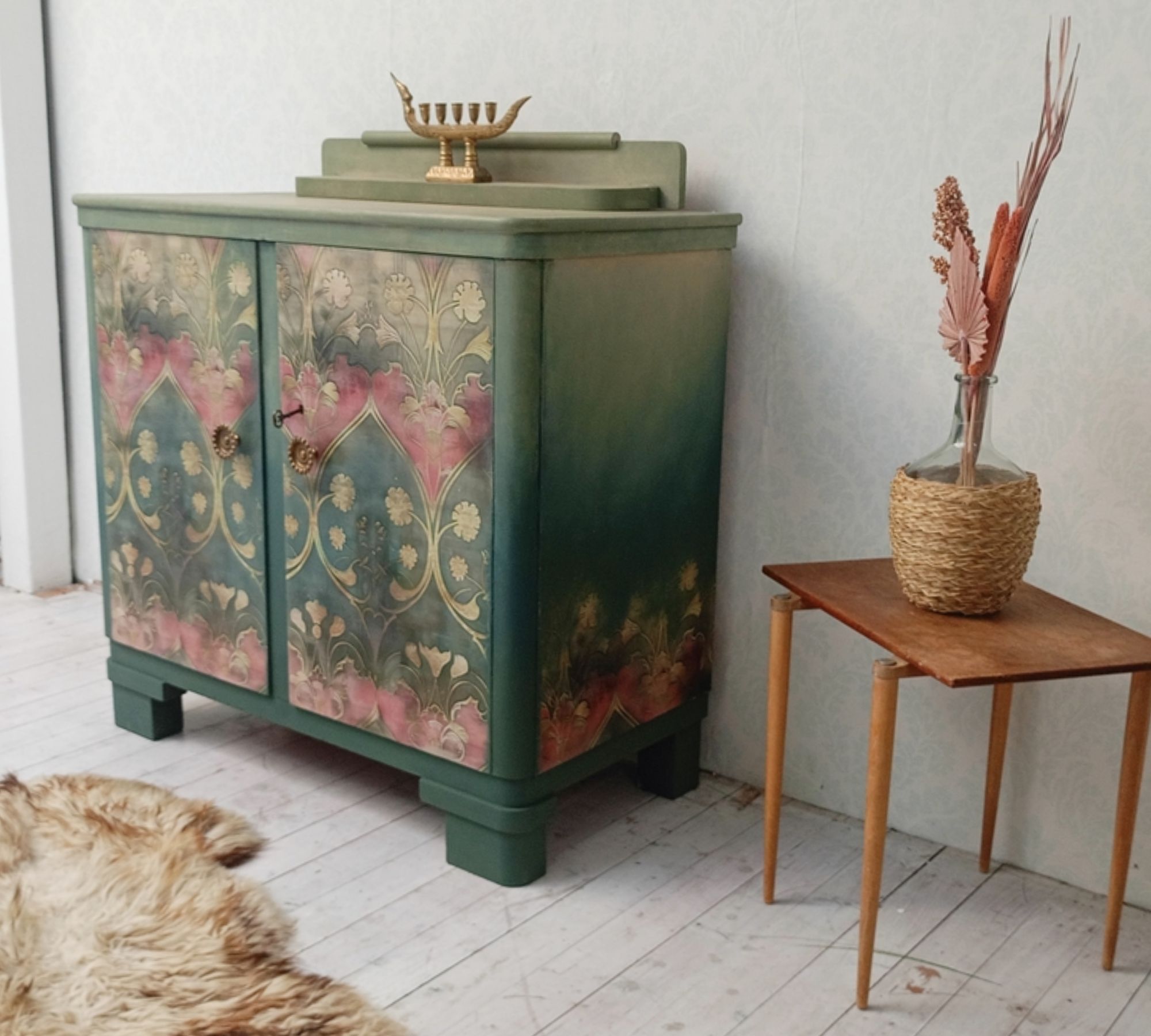 Kommode Holz Kreidefarbe Versiegelt Mehrfarbig