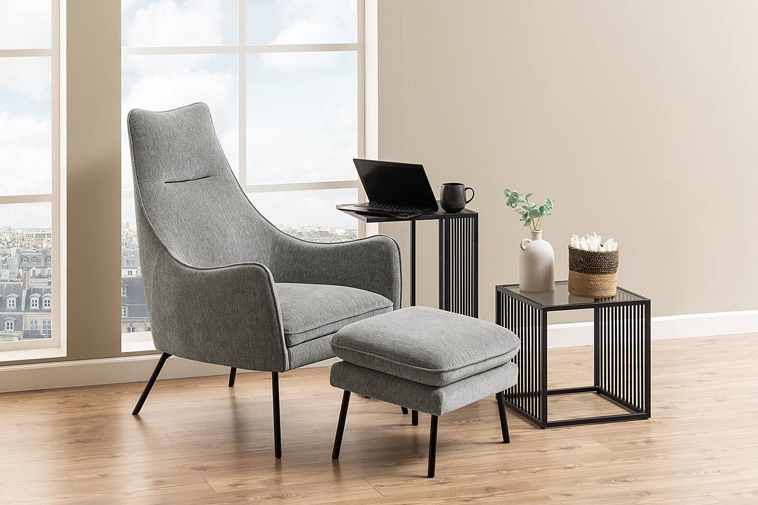  Mephisto Beistelltisch Glas Metall Schwarz