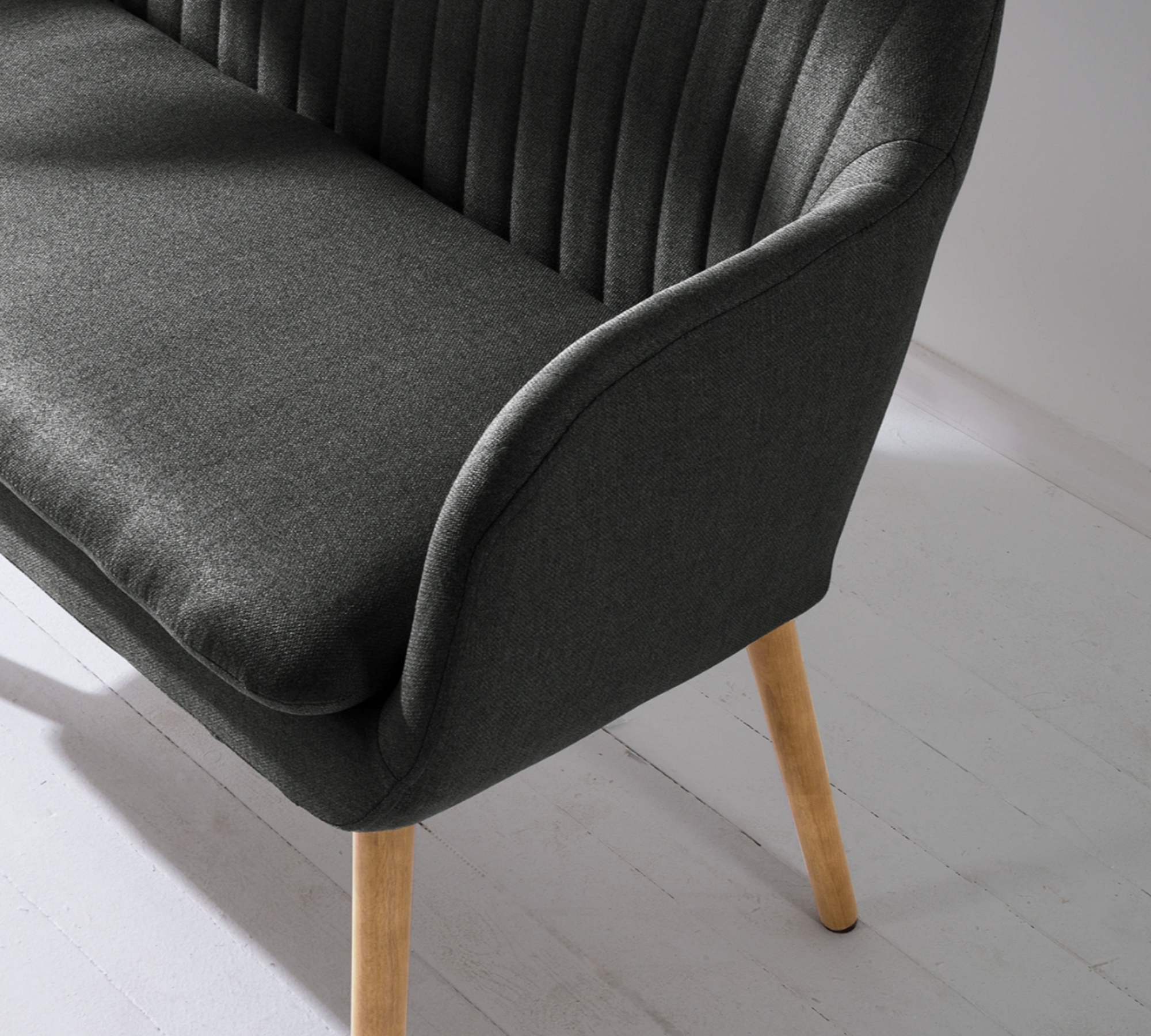 Küchensofa Webstoff Holz Grau