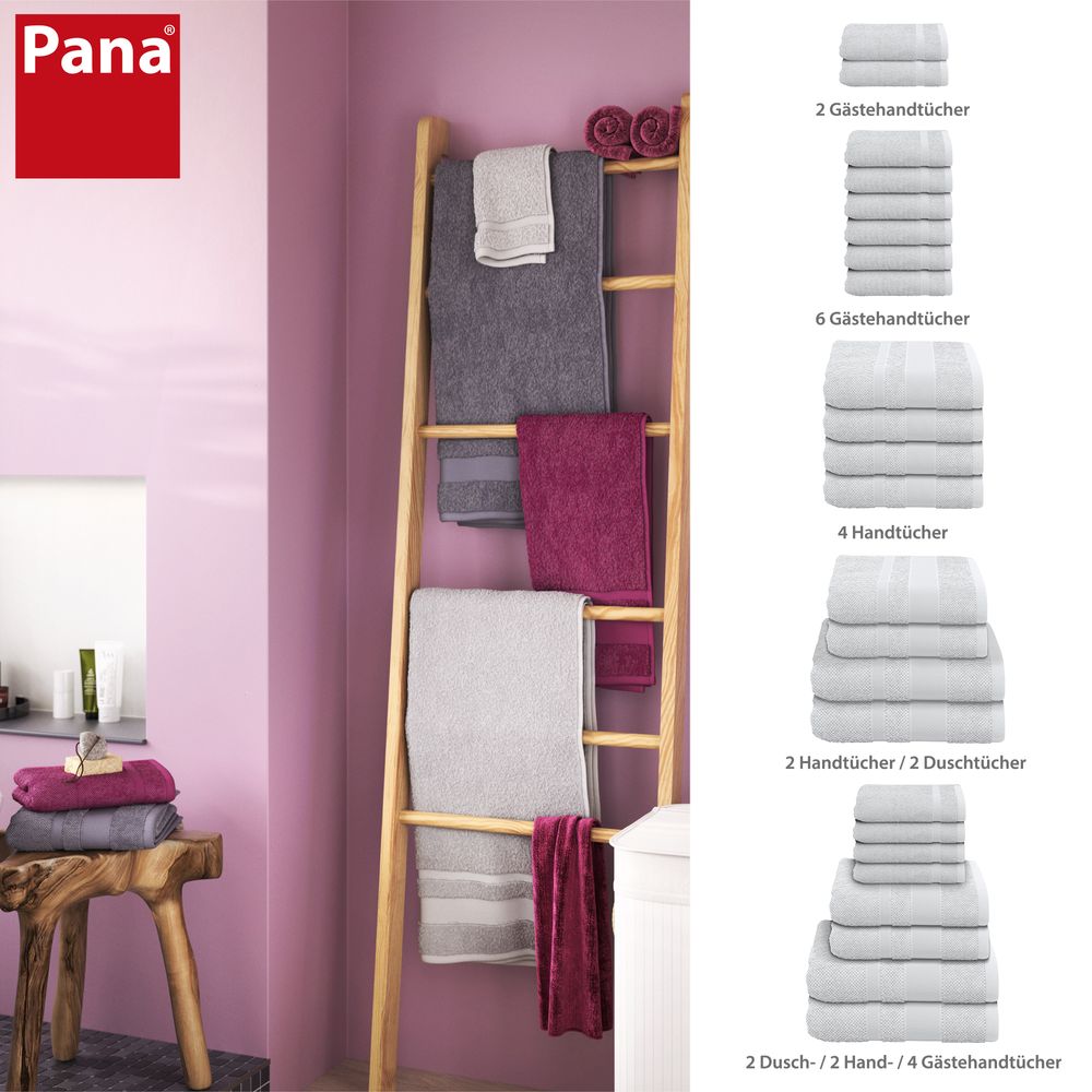 4-tlg. Handtuch-Set aus Baumwolle Hellgrau Öko-Tex Standard
