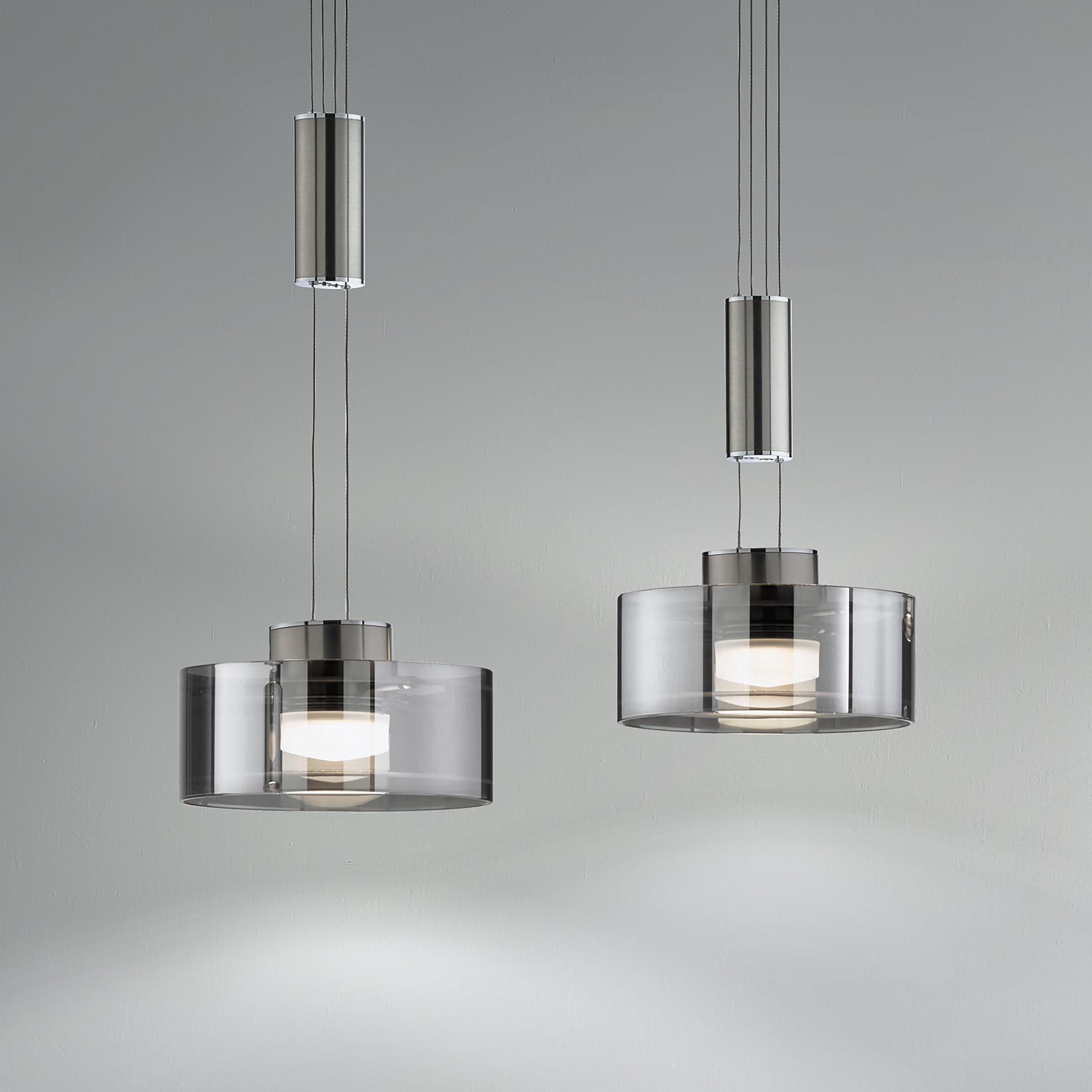 LED-Pendelleuchte Lavin Eisen Rauchglas Matt Nickel