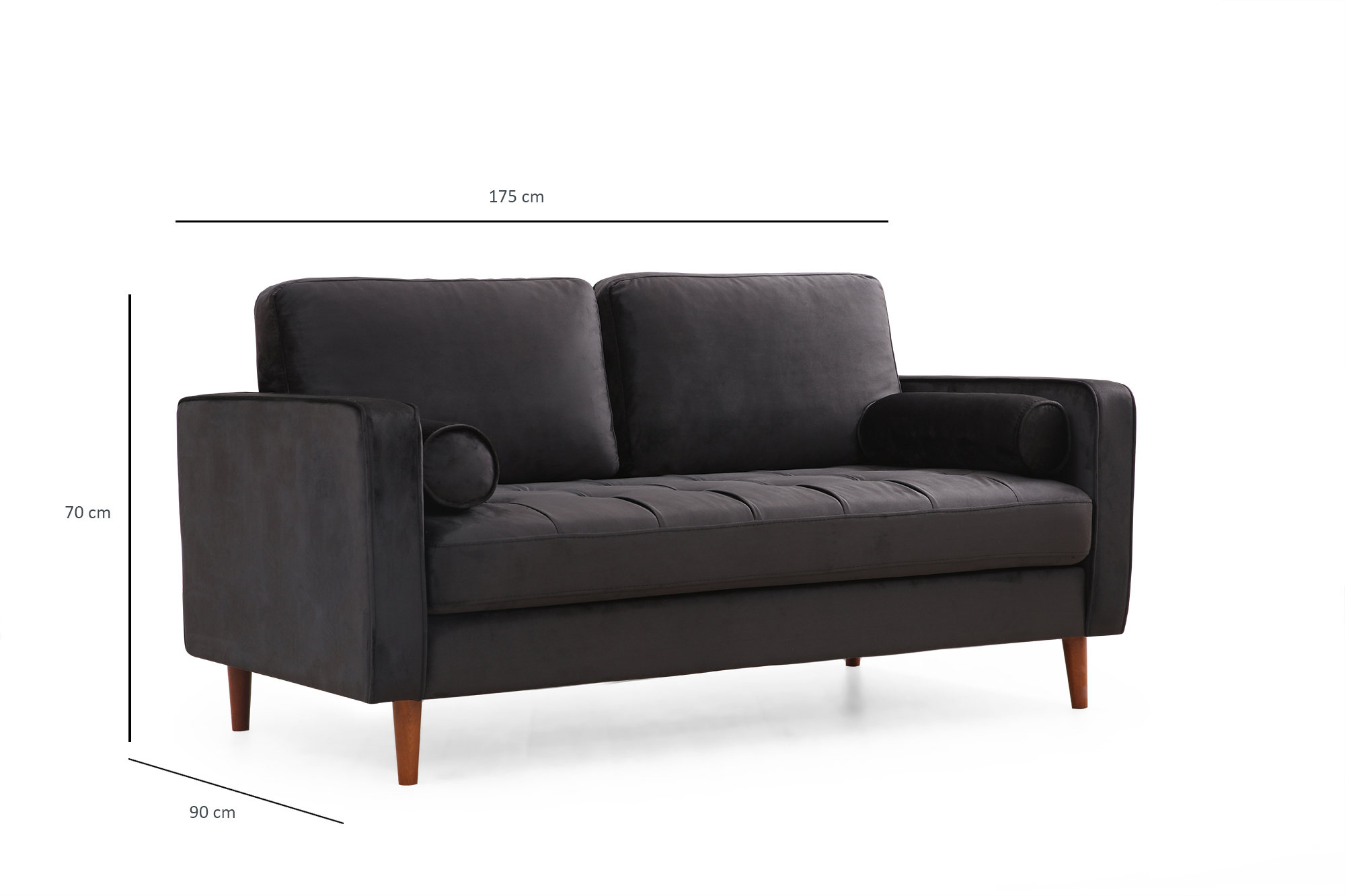 Rome 2-Sitzer Sofa Schwarz