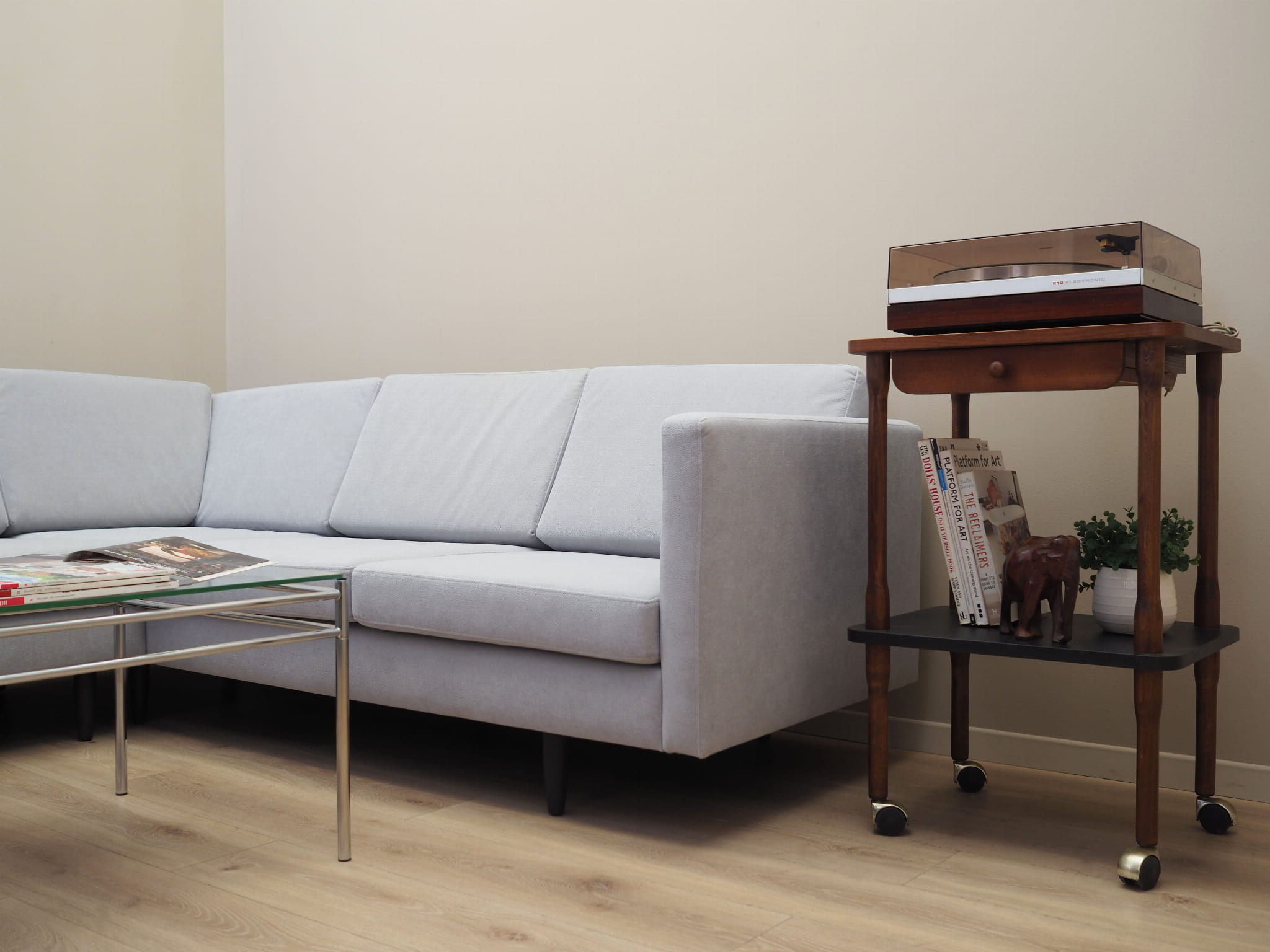 Corner sofa textile grey 1990s