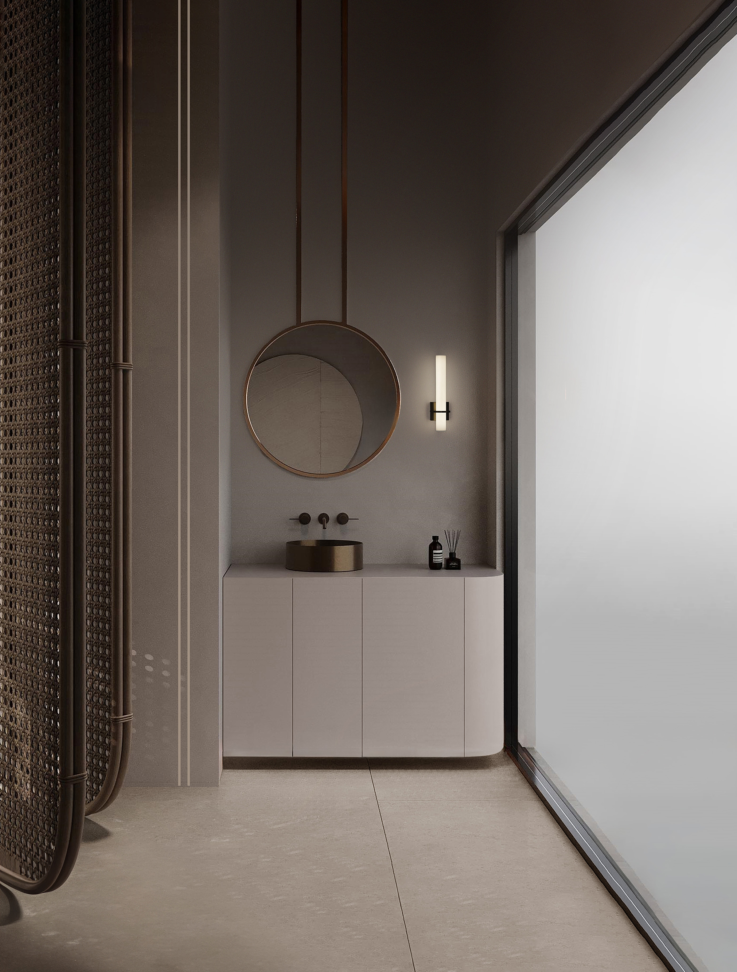 Luca Wandleuchte Milchglas Aluminium Schwarz