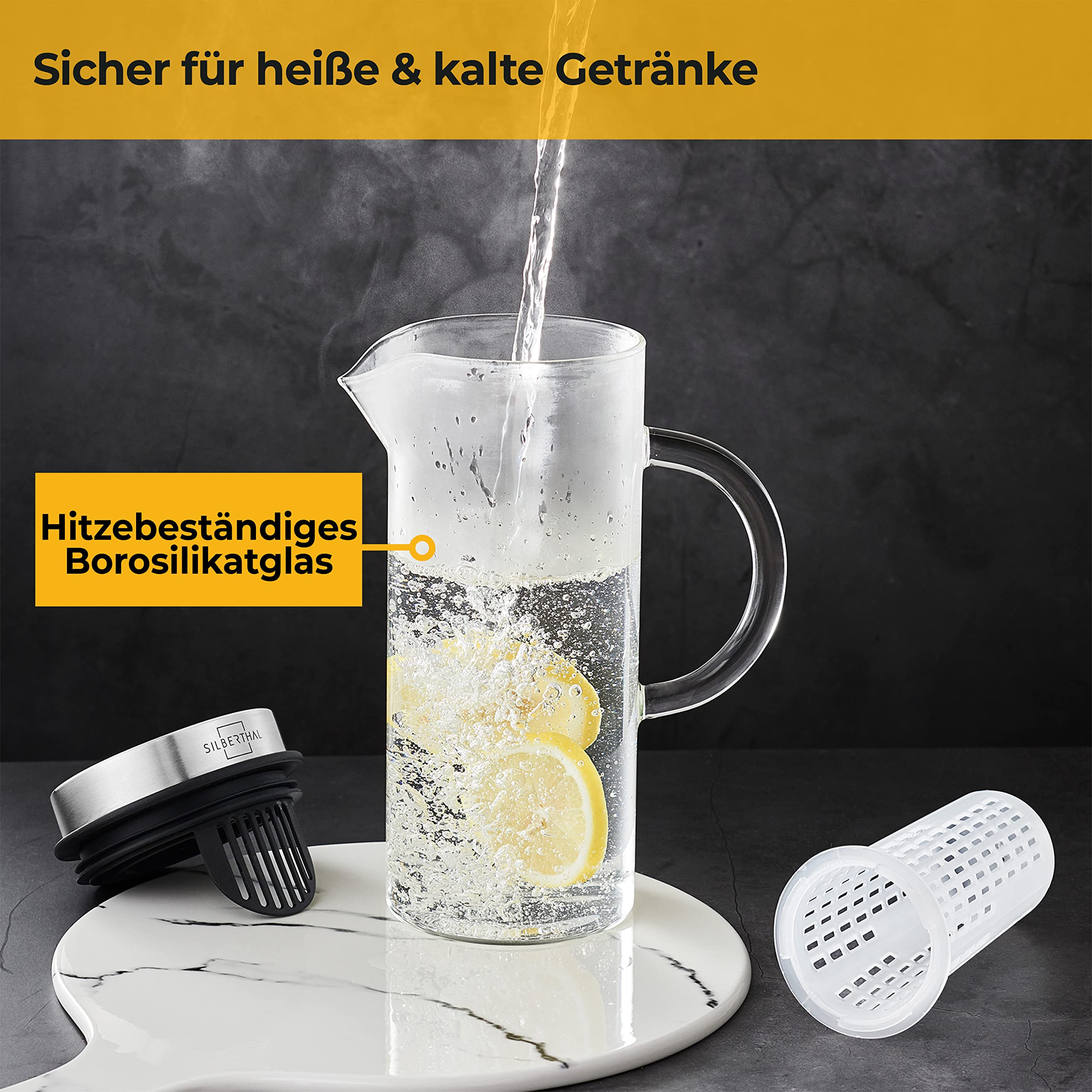 Glaskaraffe mit Frucheinsatz 1 Liter