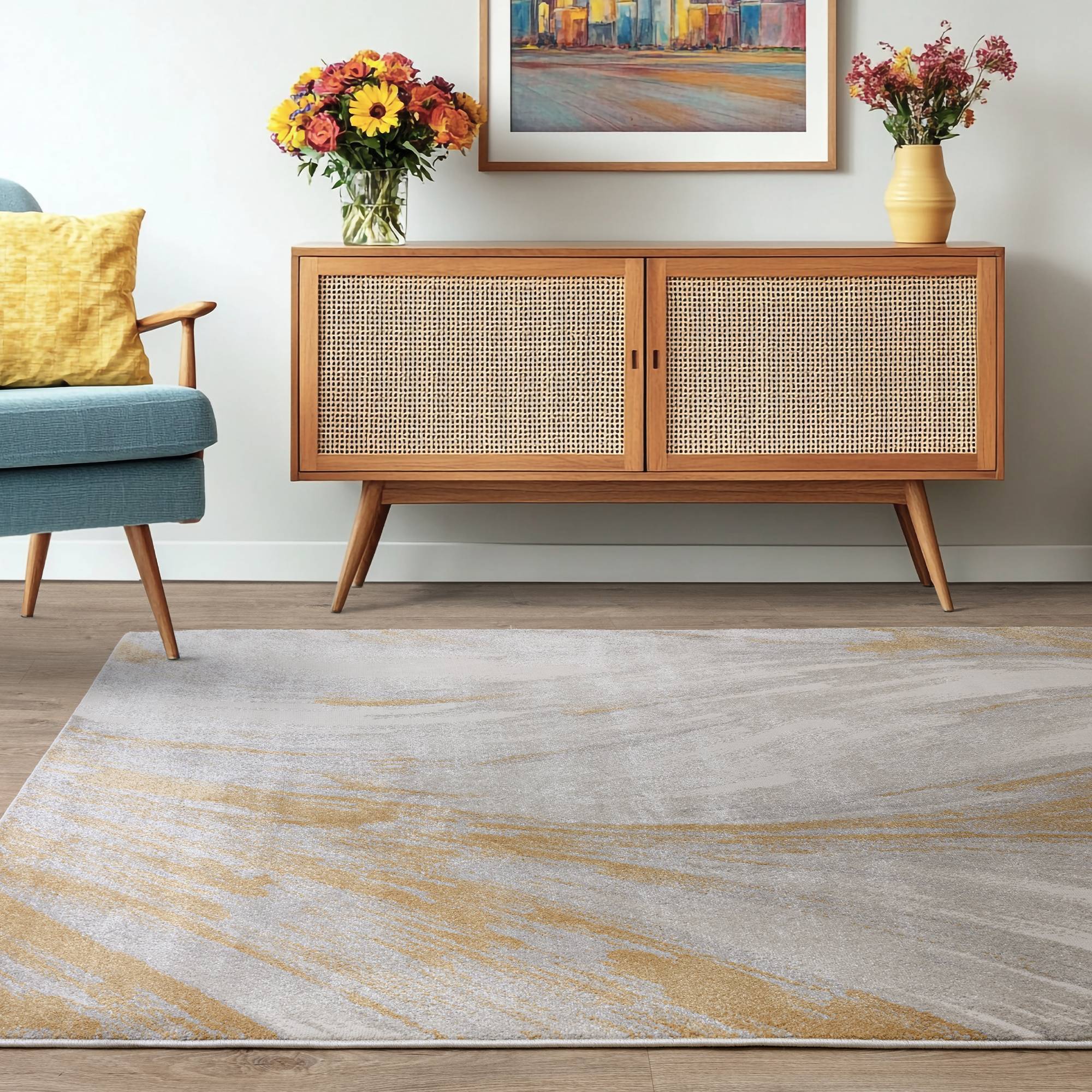 Viva Carpet Yellow Abstract Pattern 200x275cm