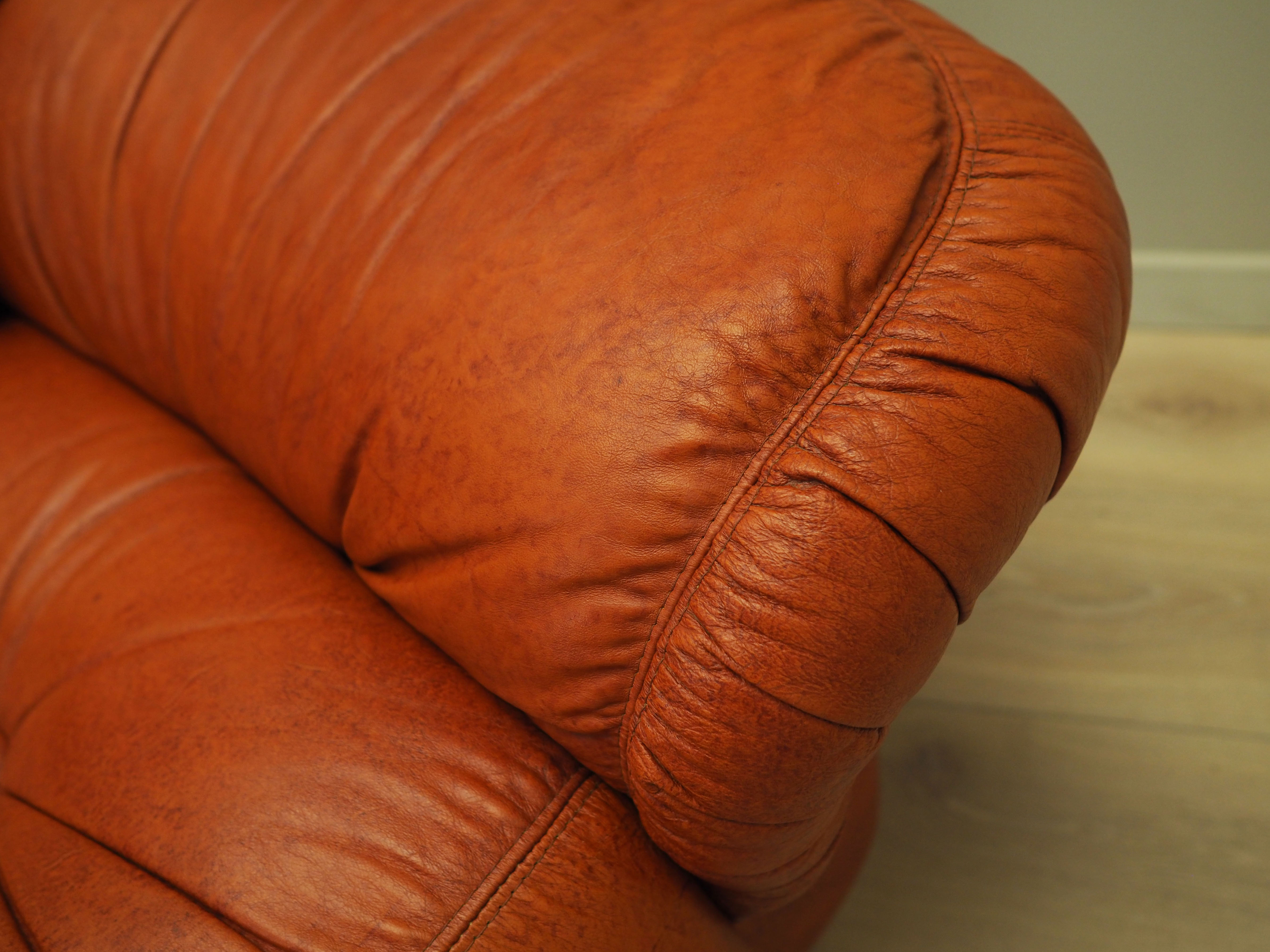 Sofa Leather Red 1970s
