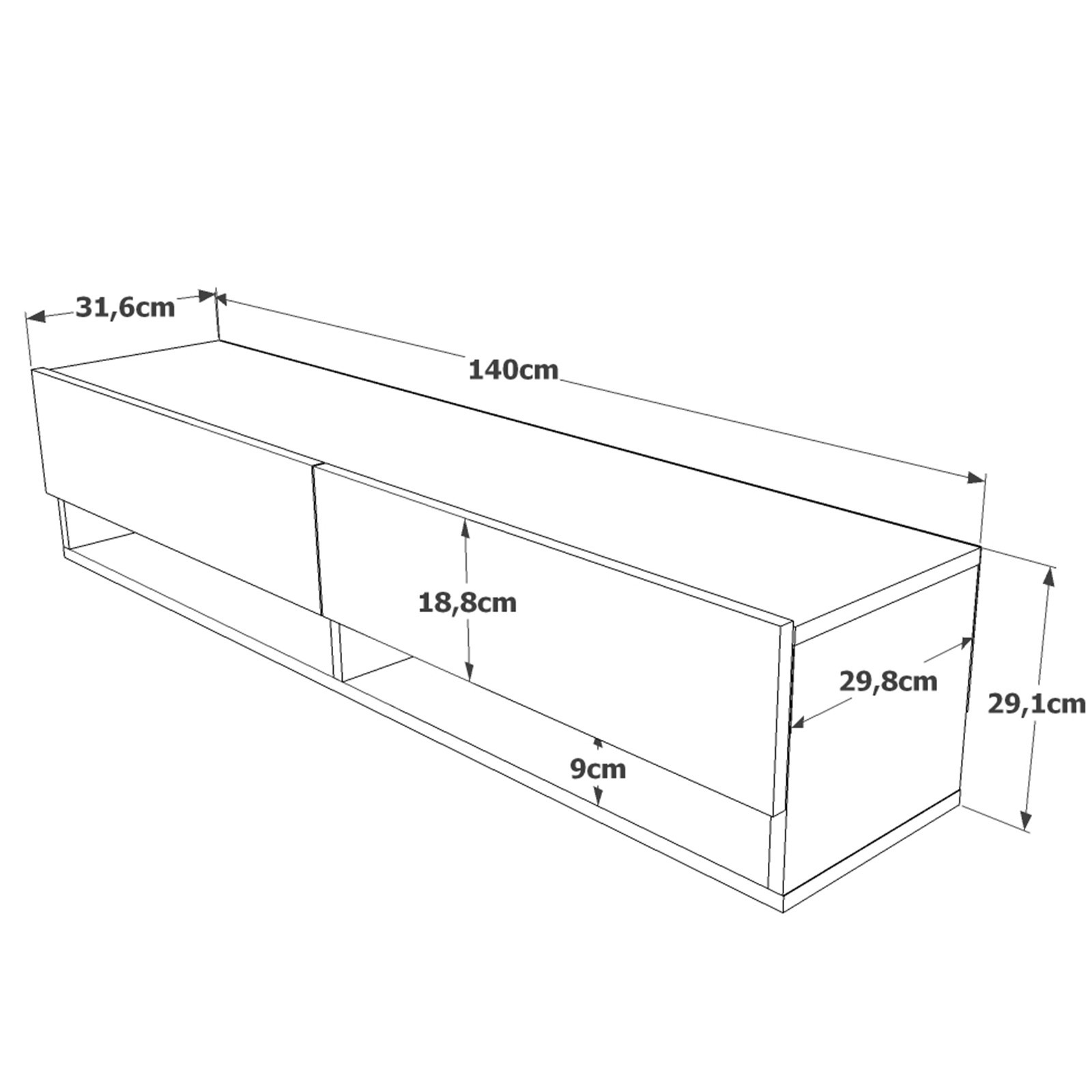 Loose Wandregal Rotbraun 140cm