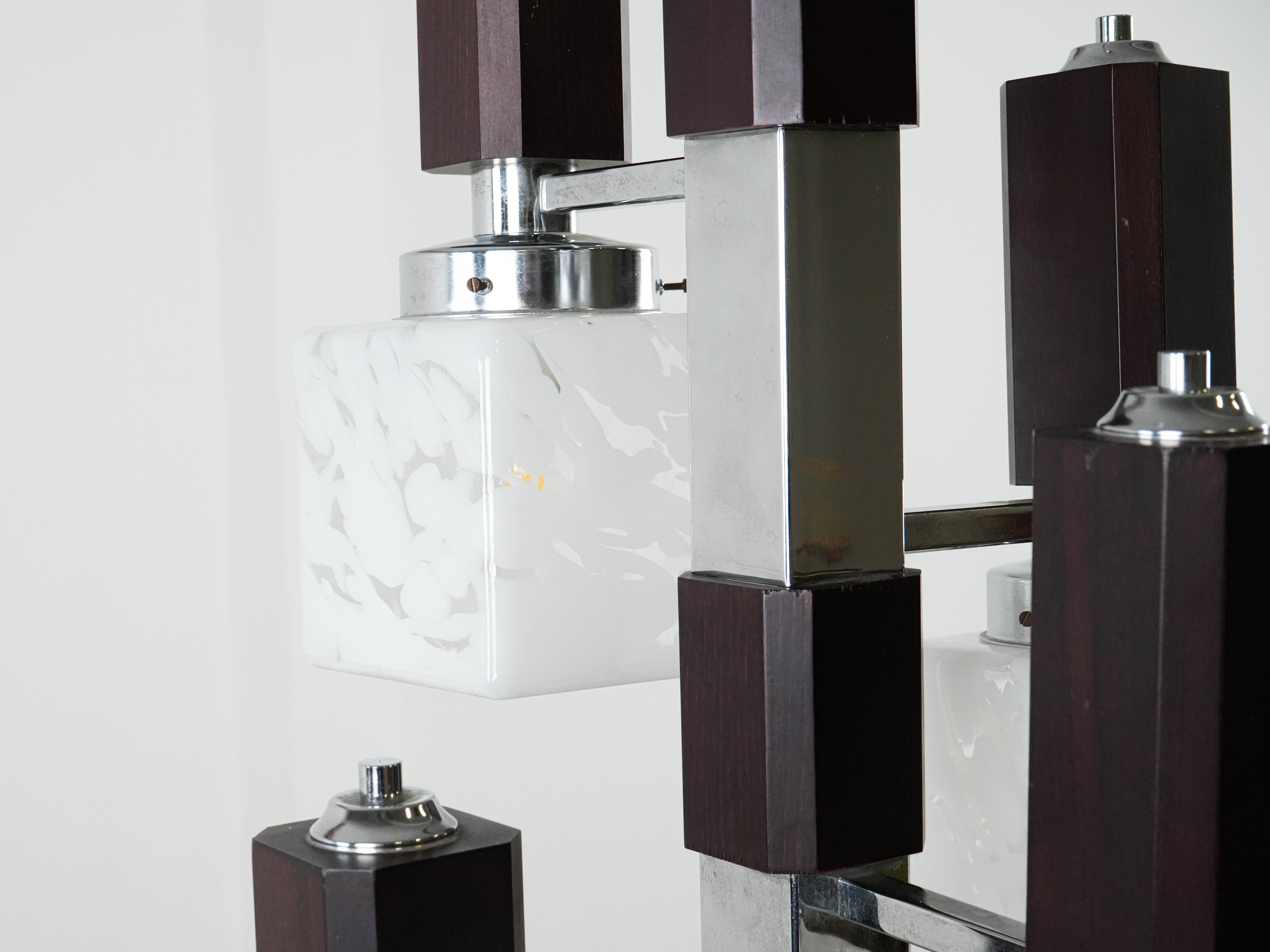 Hängelampe Glas Metall 1970er Jahre