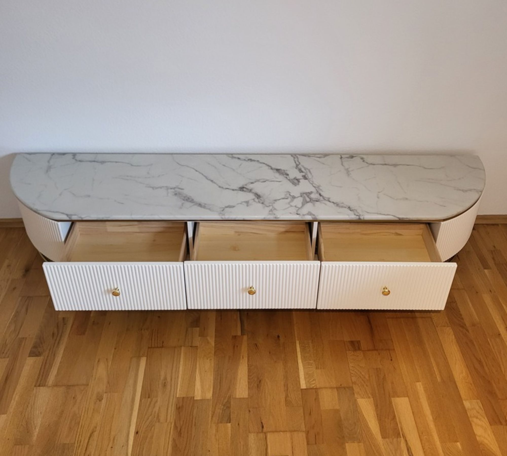 Lowboard Marmor Holz Weiß