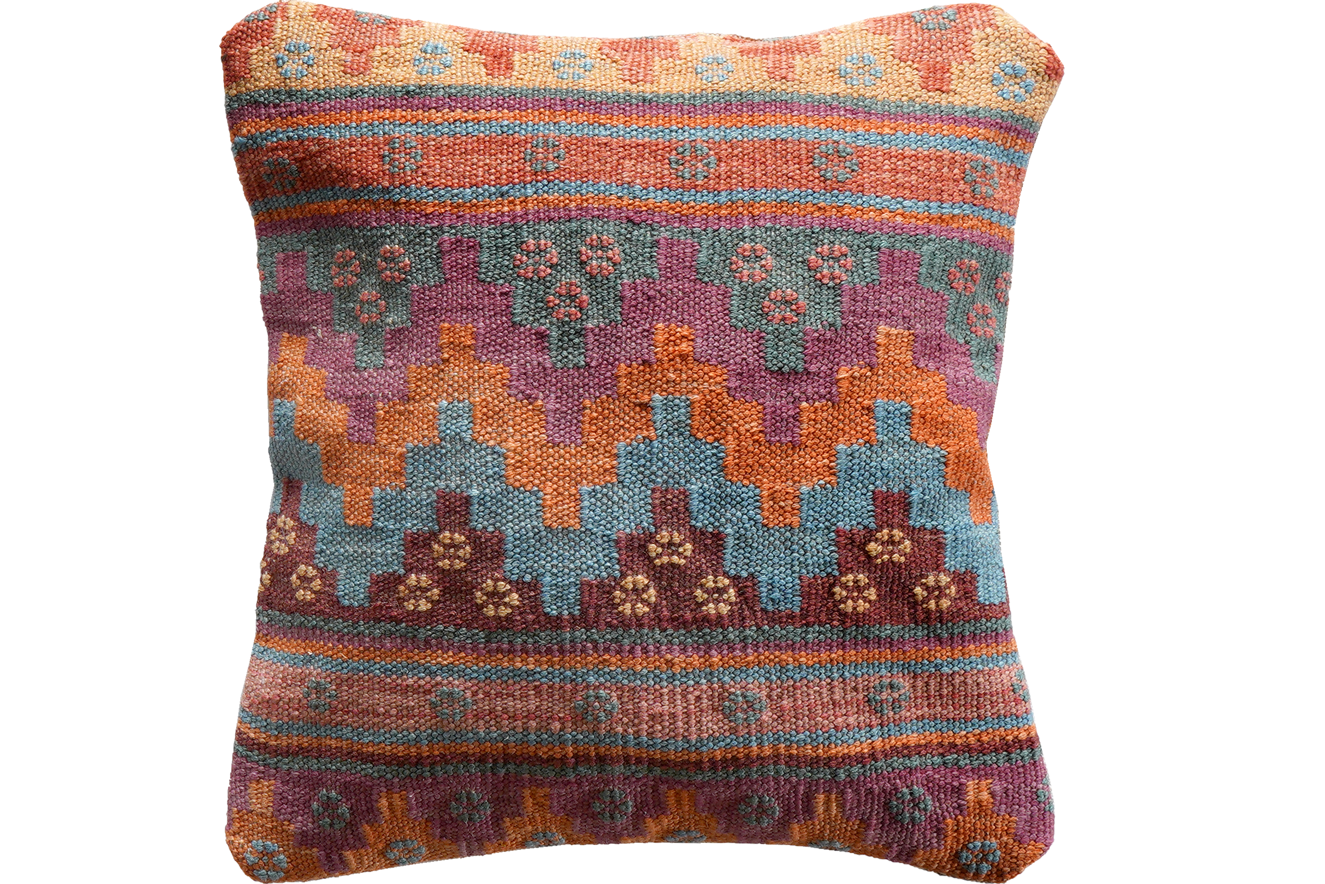 Kelim Kissen Wolle Baumwolle Mehrfarbig