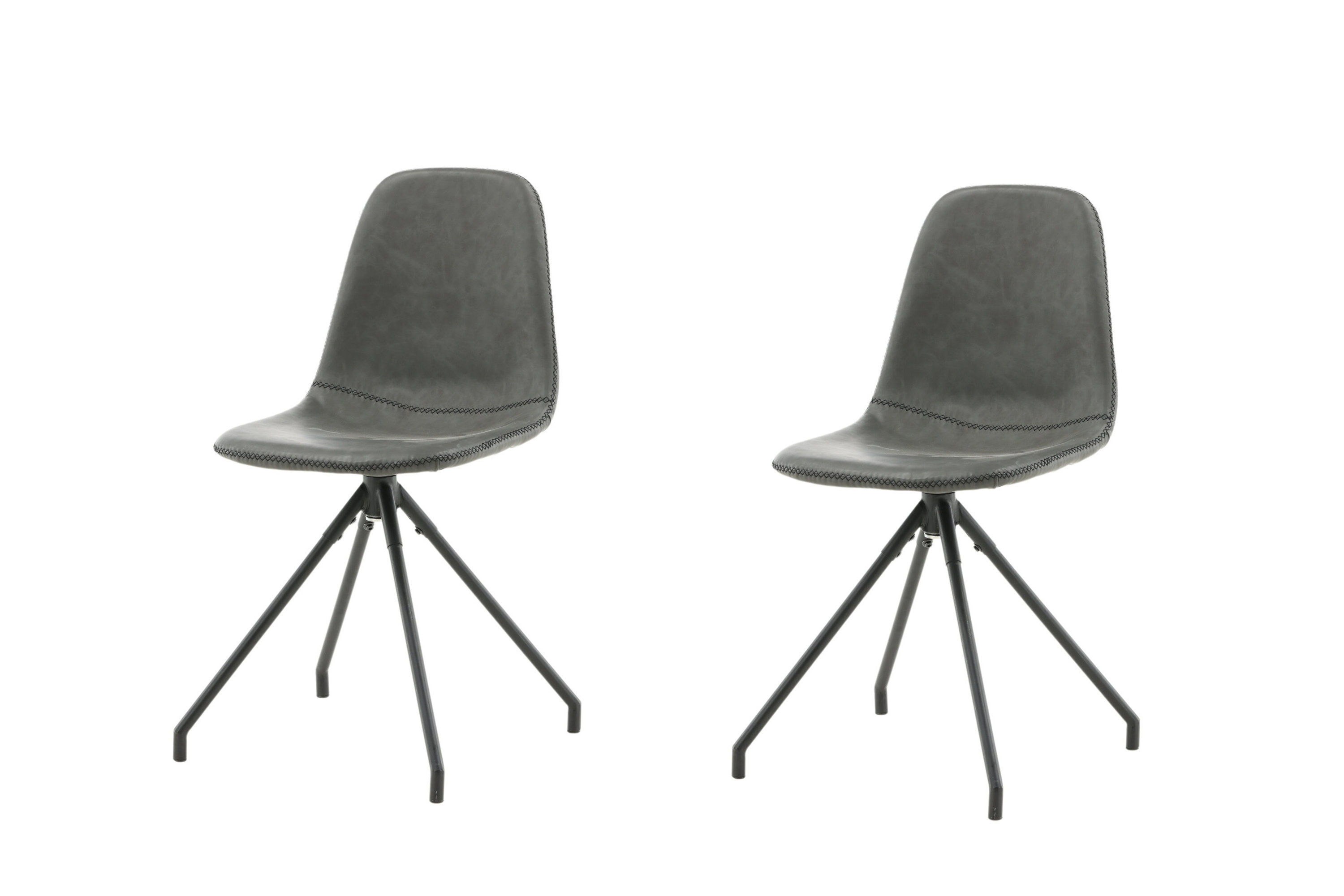 2x Polar Esszimmerstuhl-Set Mit Drehfunktion PU Schwarz