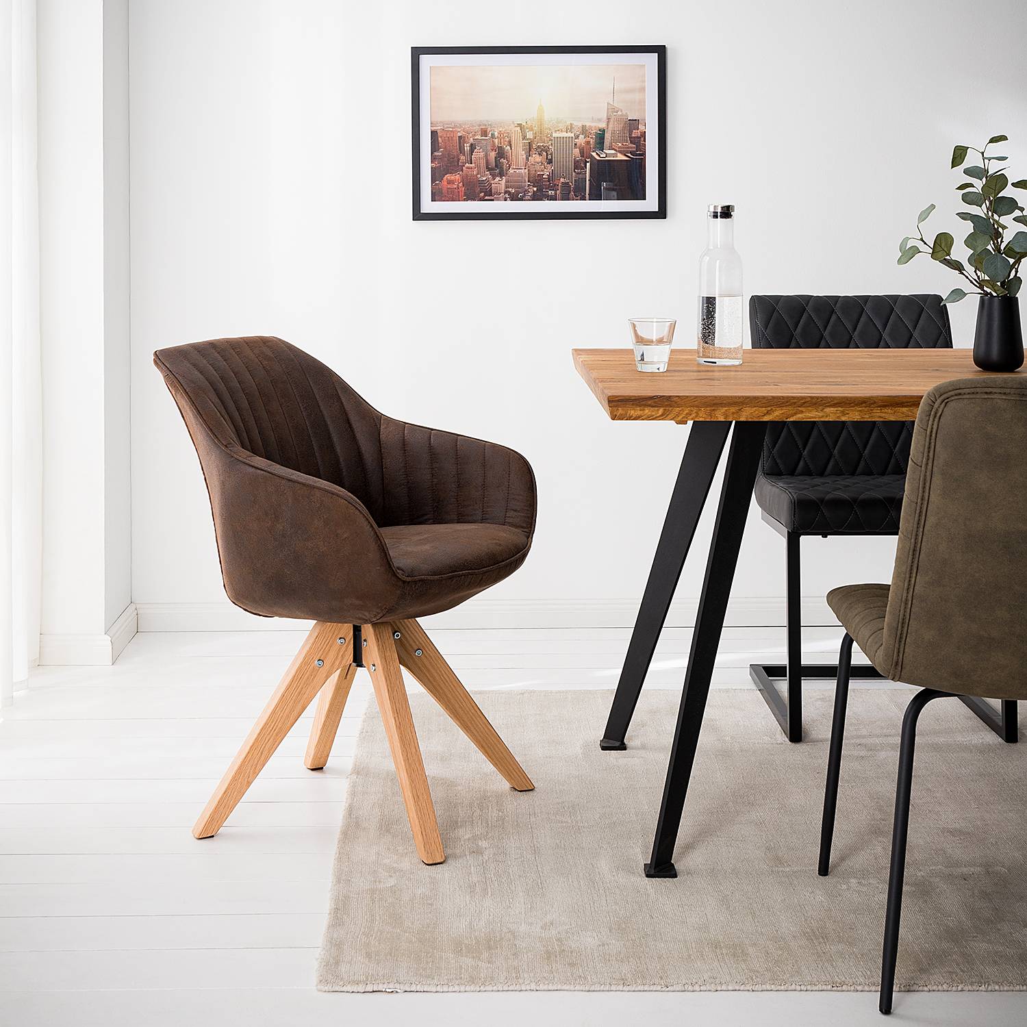 Ermelo Armlehnenstuhl 2er-Set Drehbar Braun 