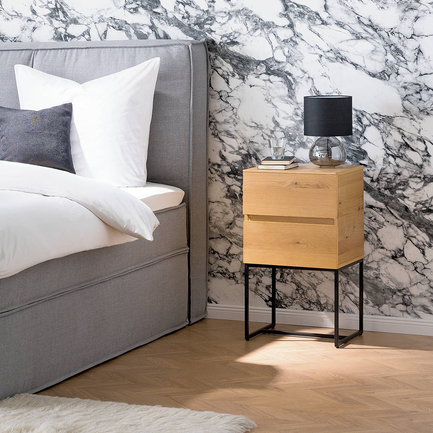 Nightstand NOZZA Iron Oak Black