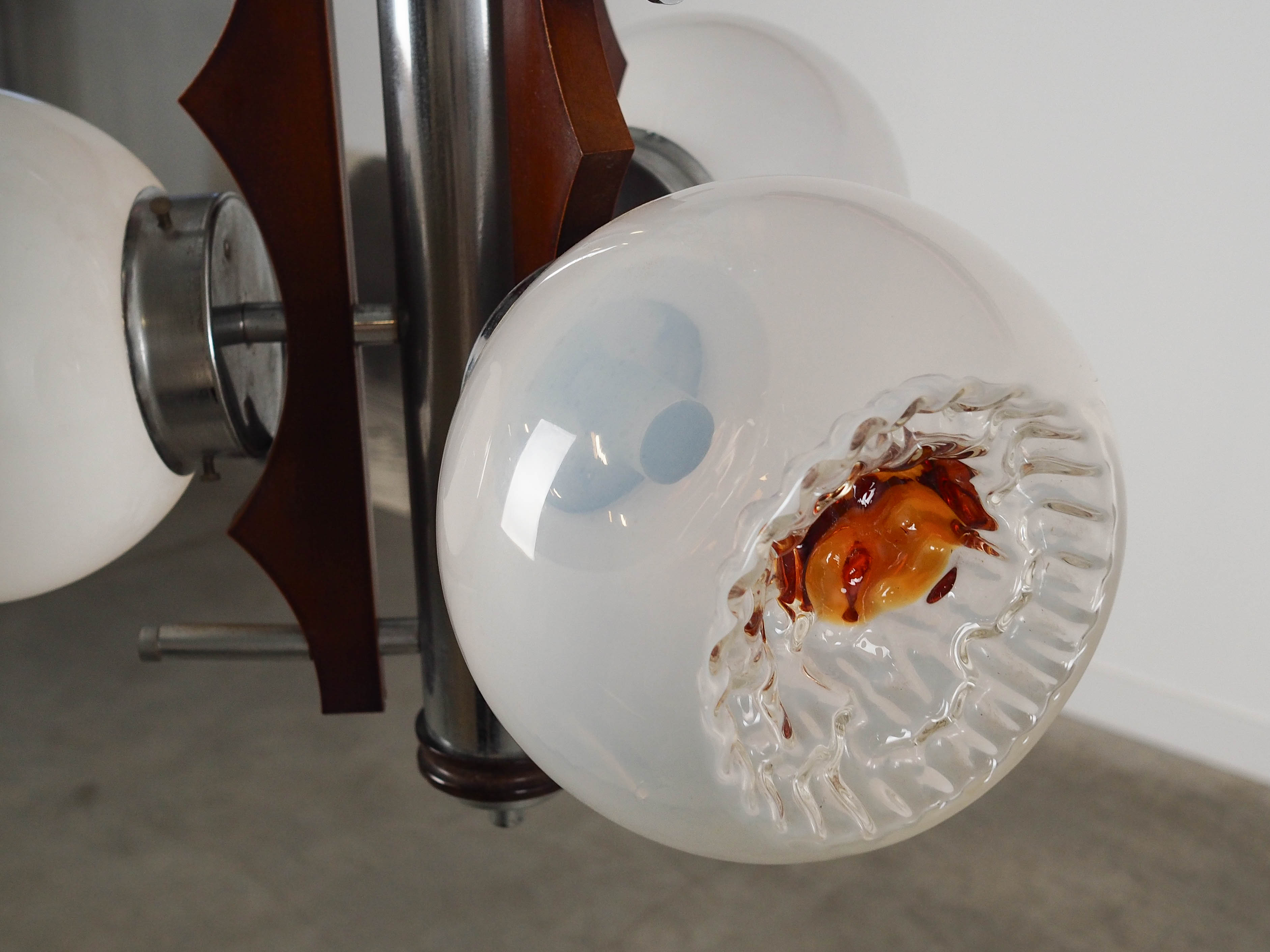 Hanging lamp Murano glass metal 1970s