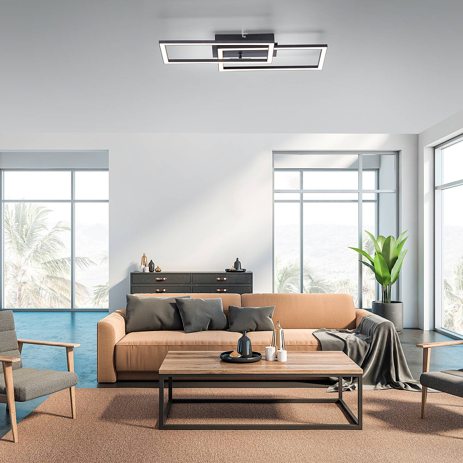 Iven E LED-Deckenleuchte Polycarbonat Aluminium