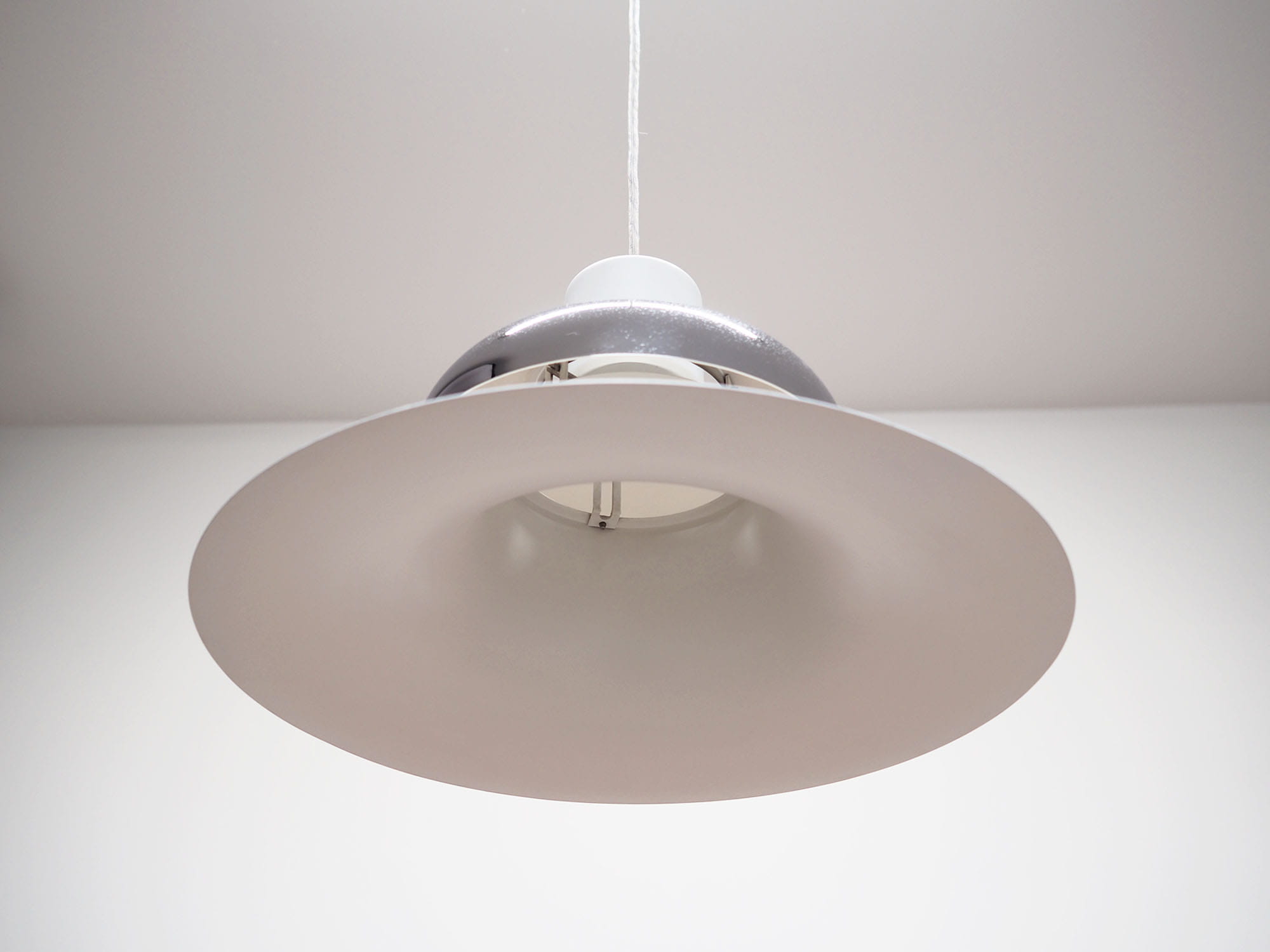 Vintage pendant lamp metal white 1970s