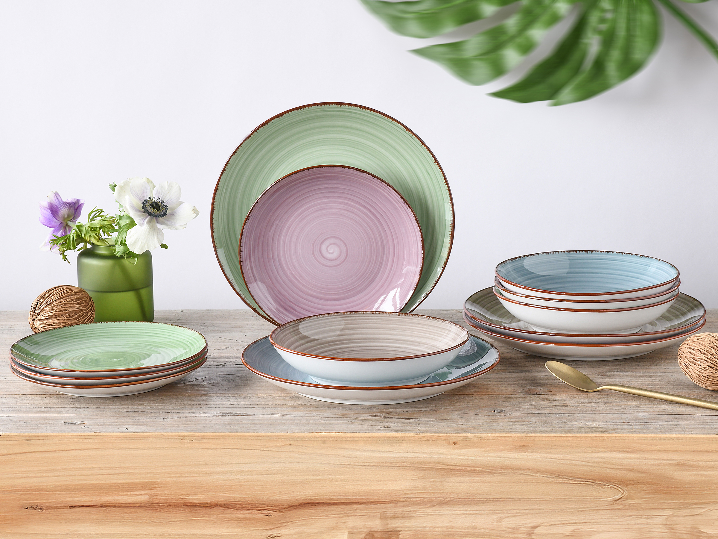 12-Teilig Samba Tellerset Mehrfarbig Porzellan