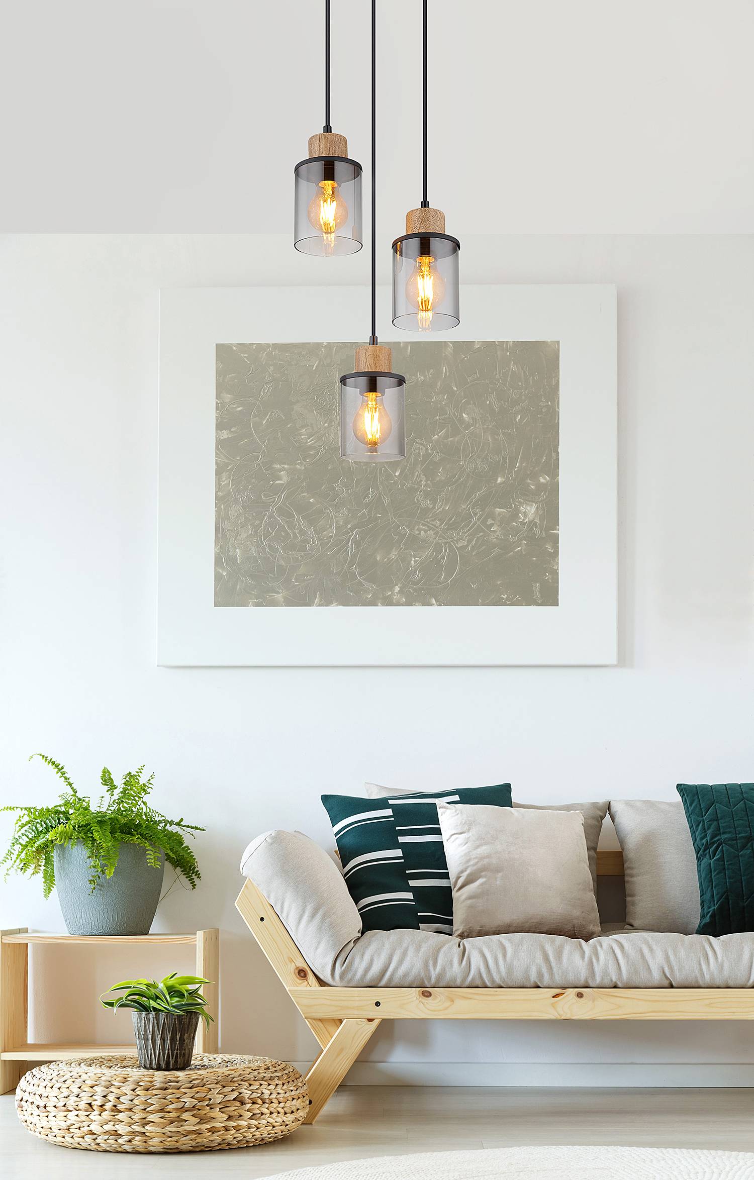 Pendant lamp Reid Type B colored glass iron