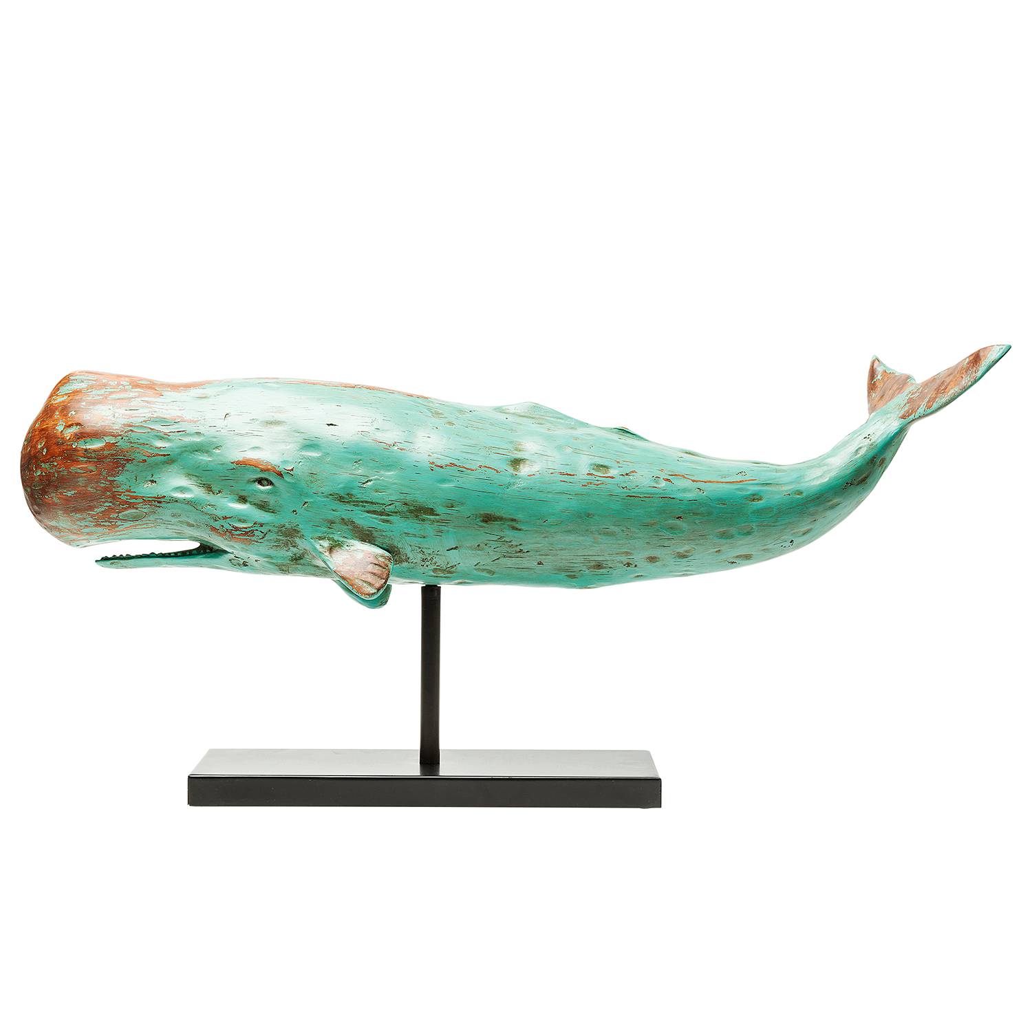 Deko Figur Whale Base Blau Metall / Stein