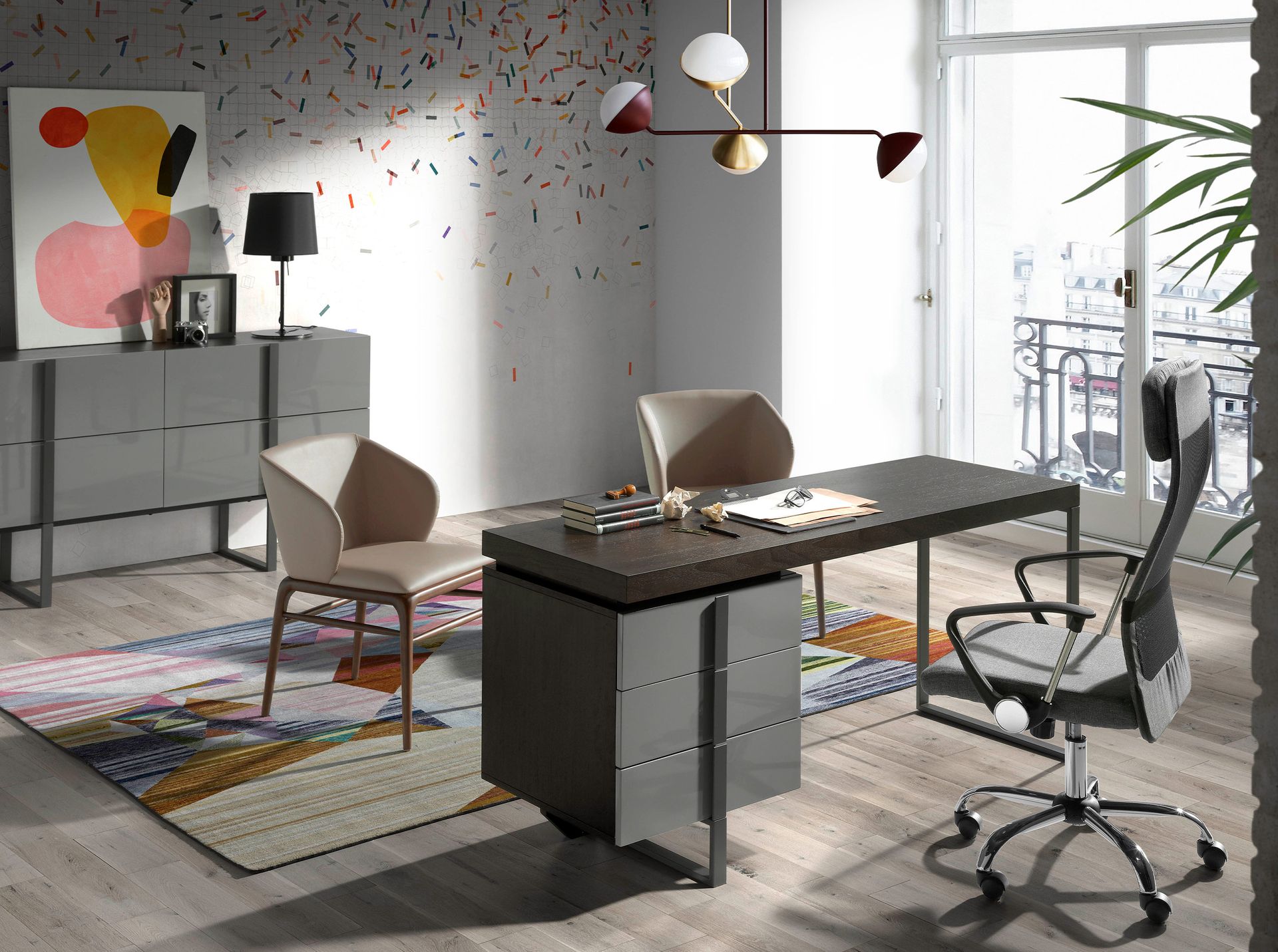 Dining chair faux leather grey