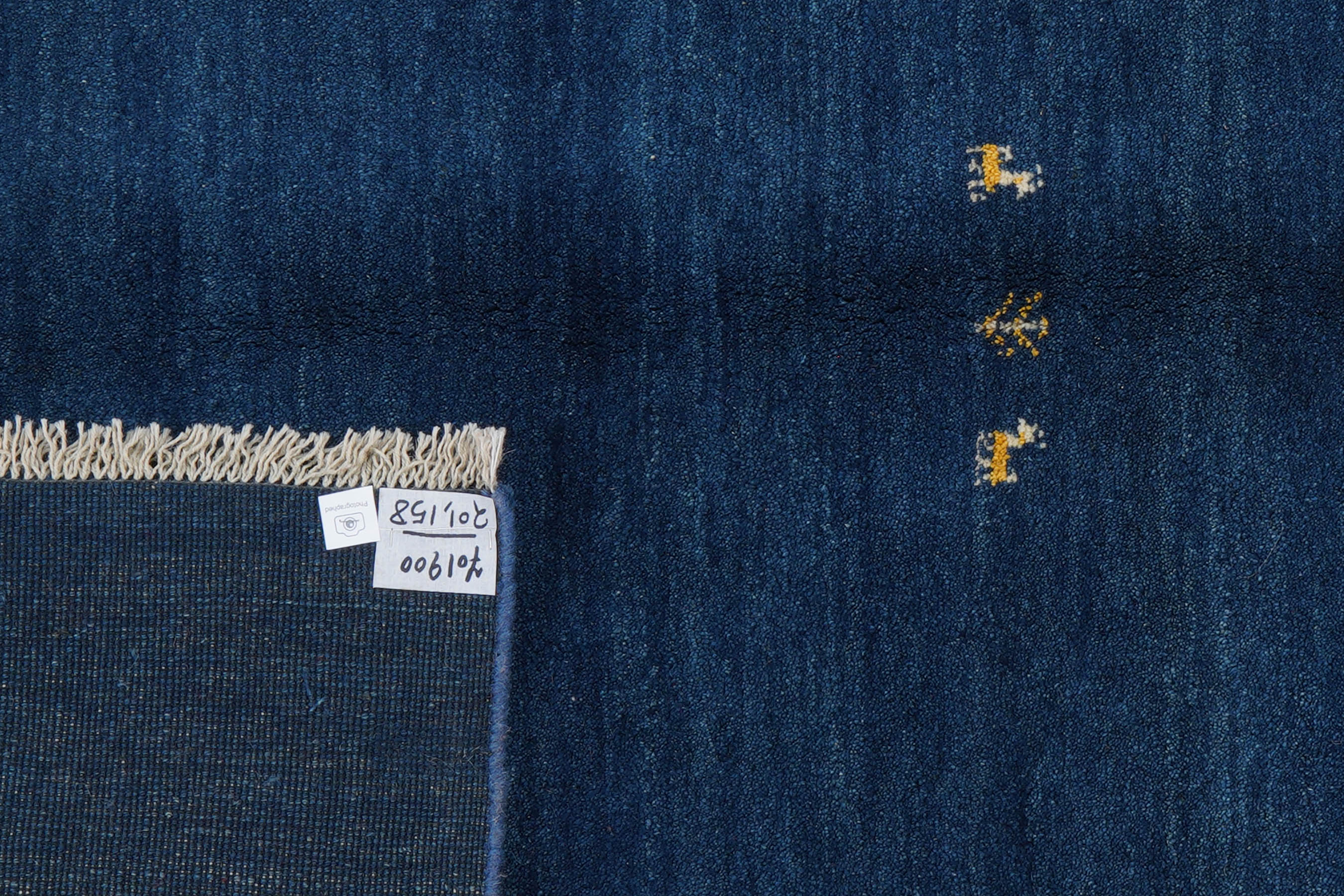 Gabbeh Teppich Wolle Blau