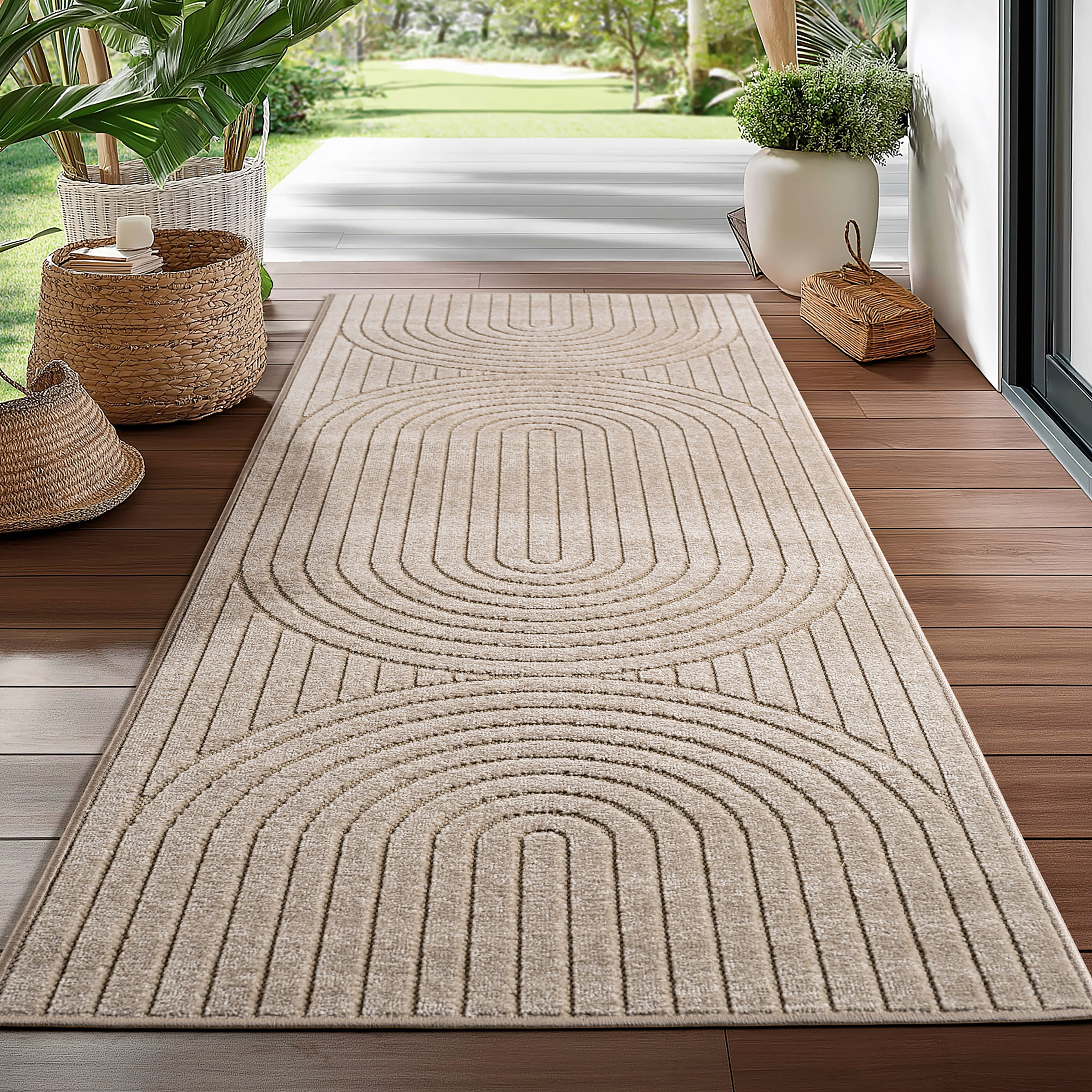 Kurzflorteppich Nova 1201 Polypropylen Beige 80 x 150 cm