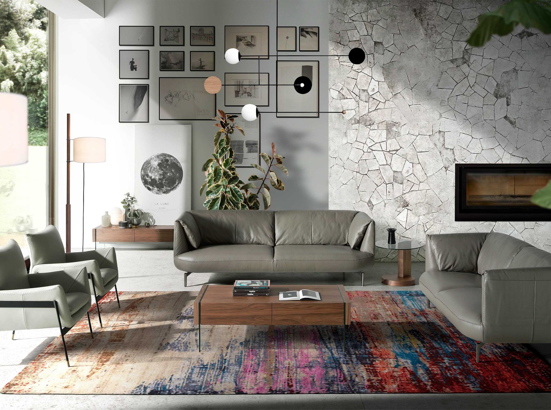 Rechteckiger Couchtisch Nussbaum Glas