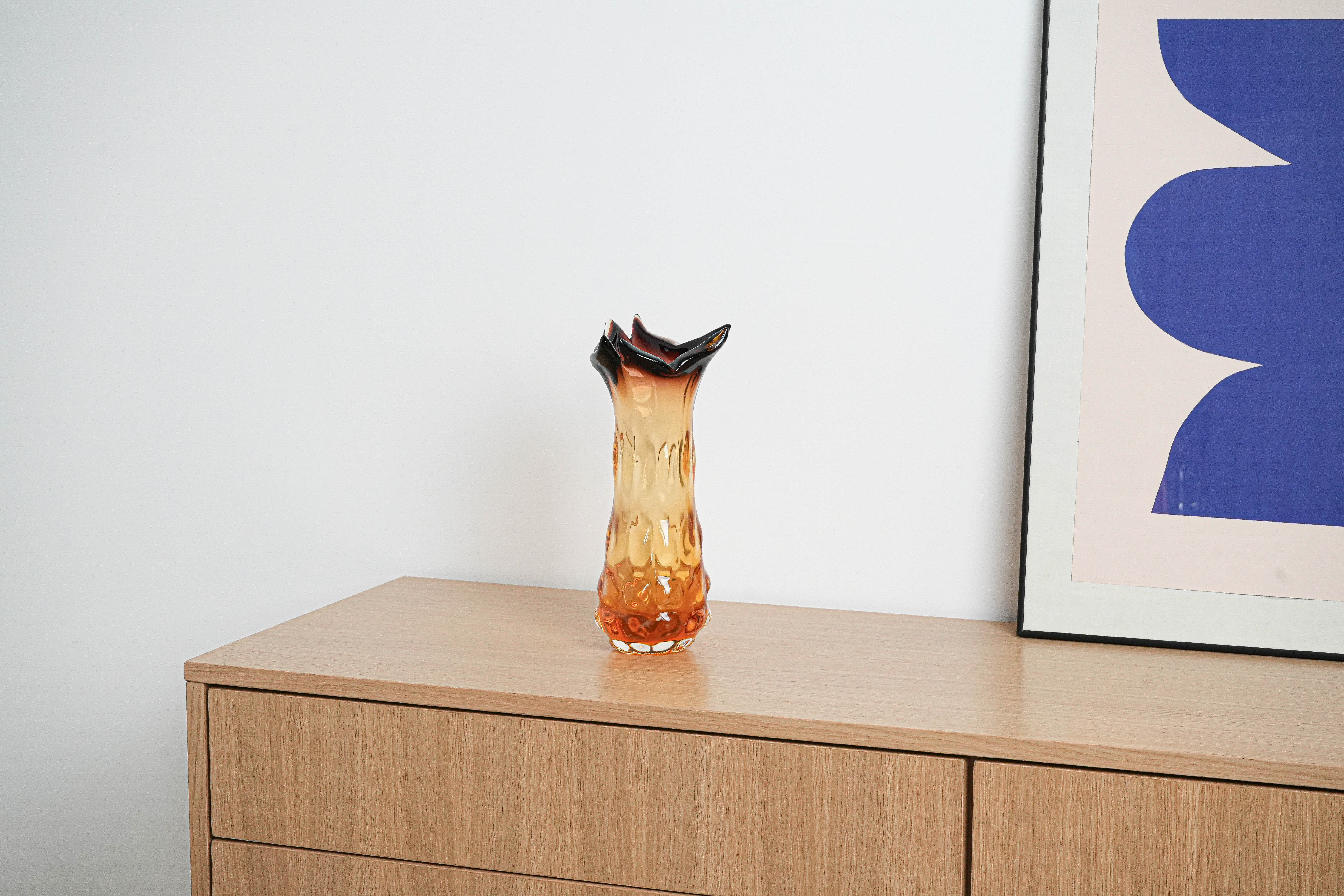 Glasvase Muranoglas Transparent 1960er Jahre