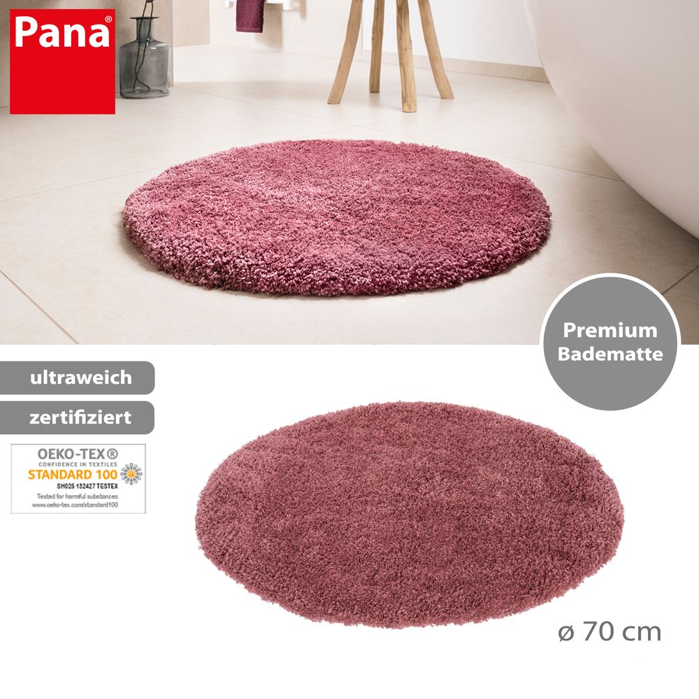 Flauschige Hochflor Badematte Rund Beere