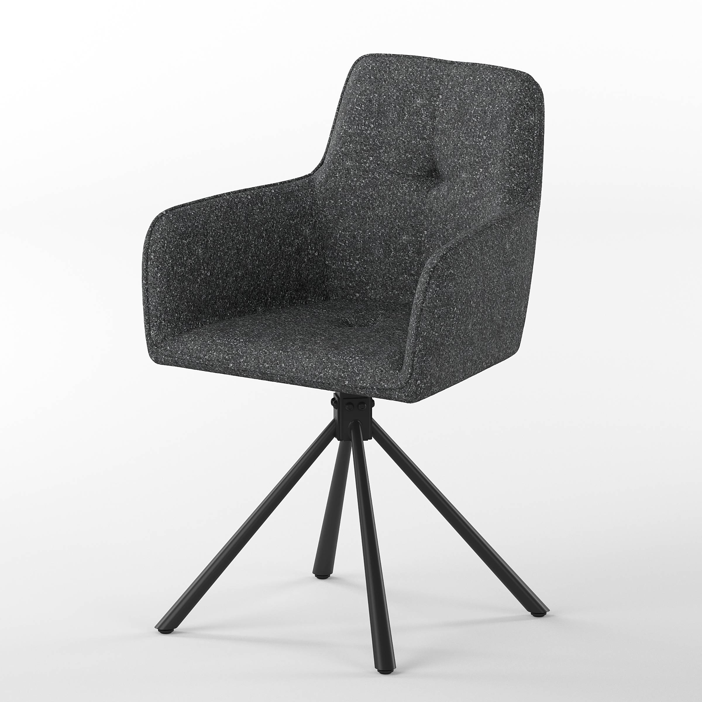Garden chair Zenari set of 2 steel woven fabric black grey