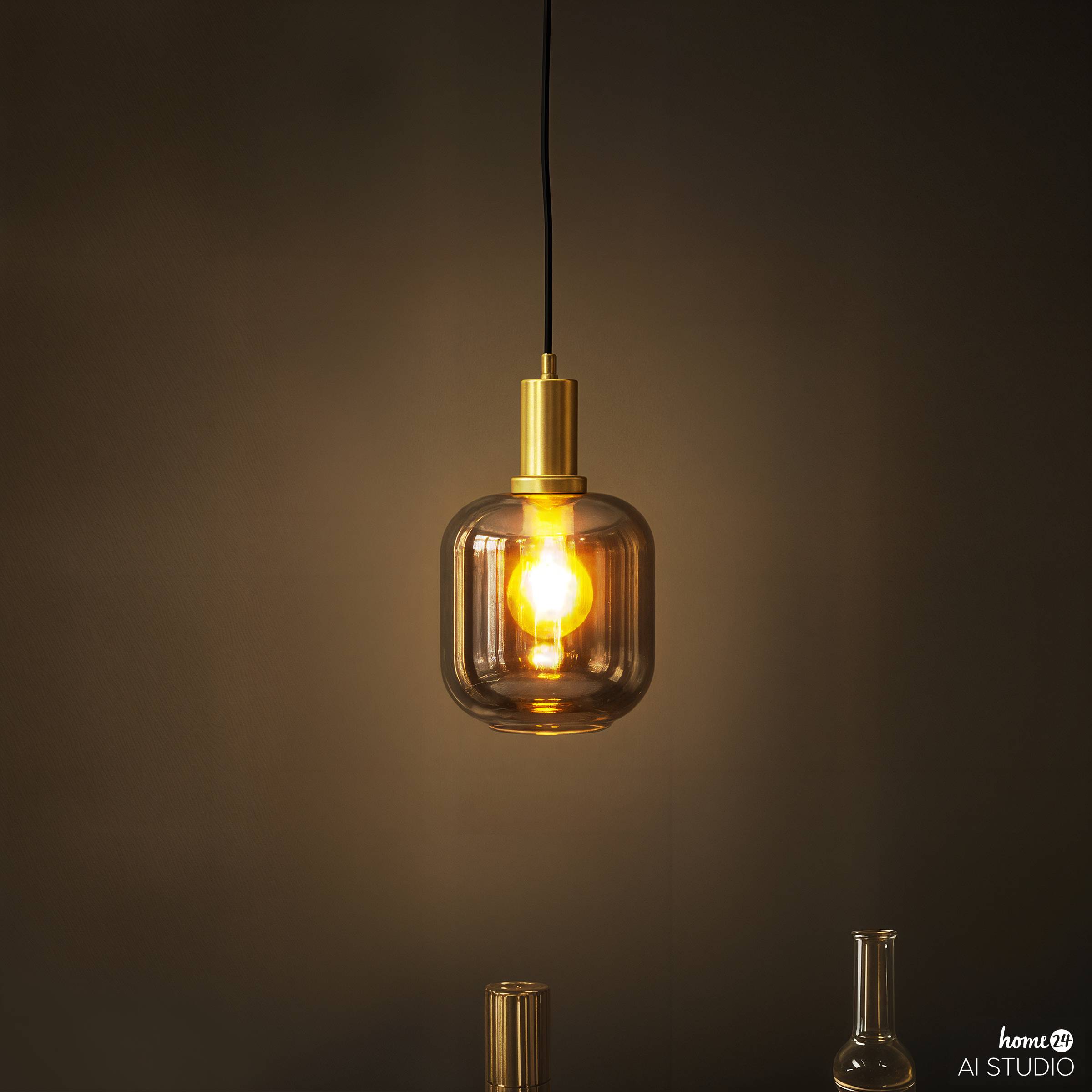 Home Pendant Light 1-Light Smoked Glass Grey