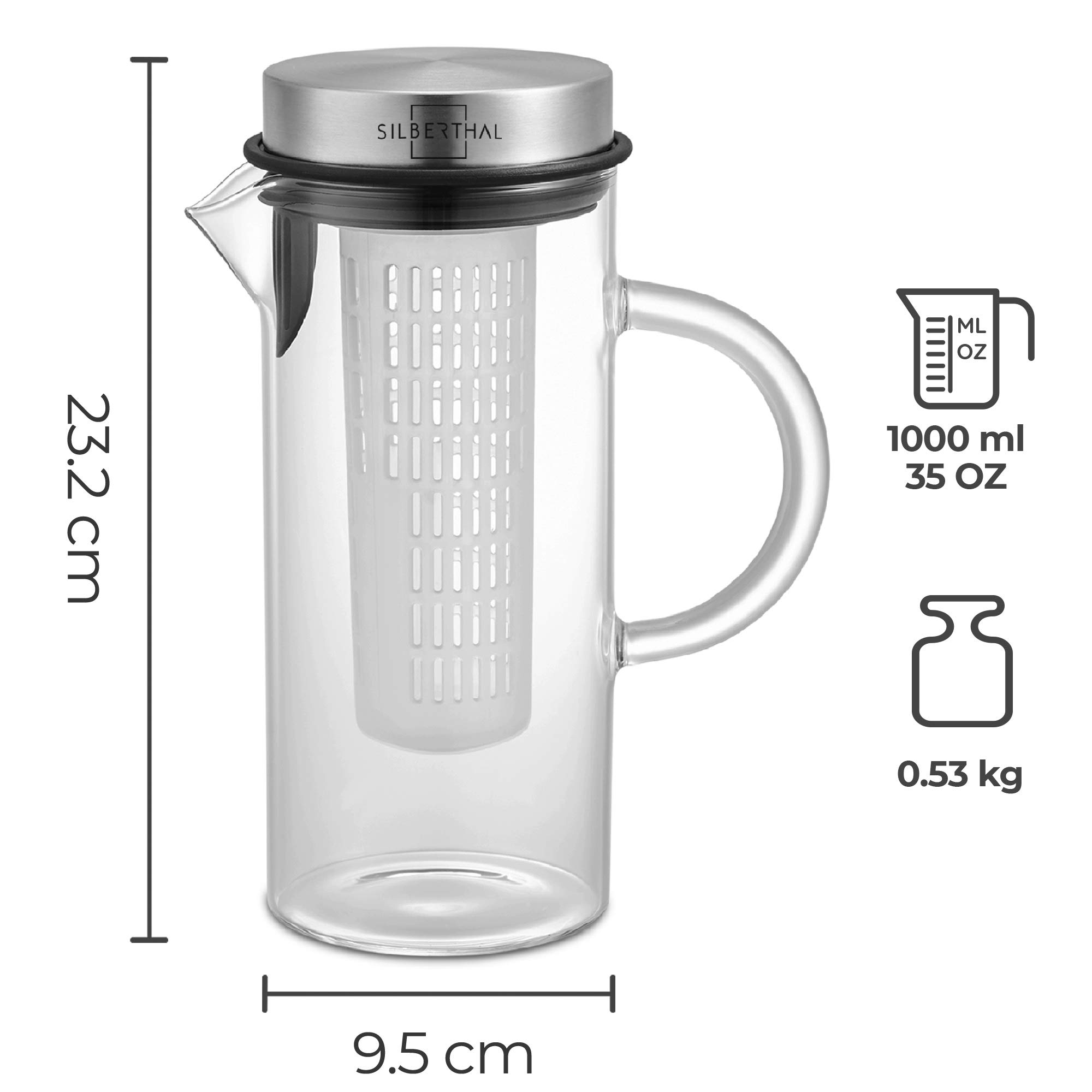 Glaskaraffe mit Frucheinsatz 1 Liter