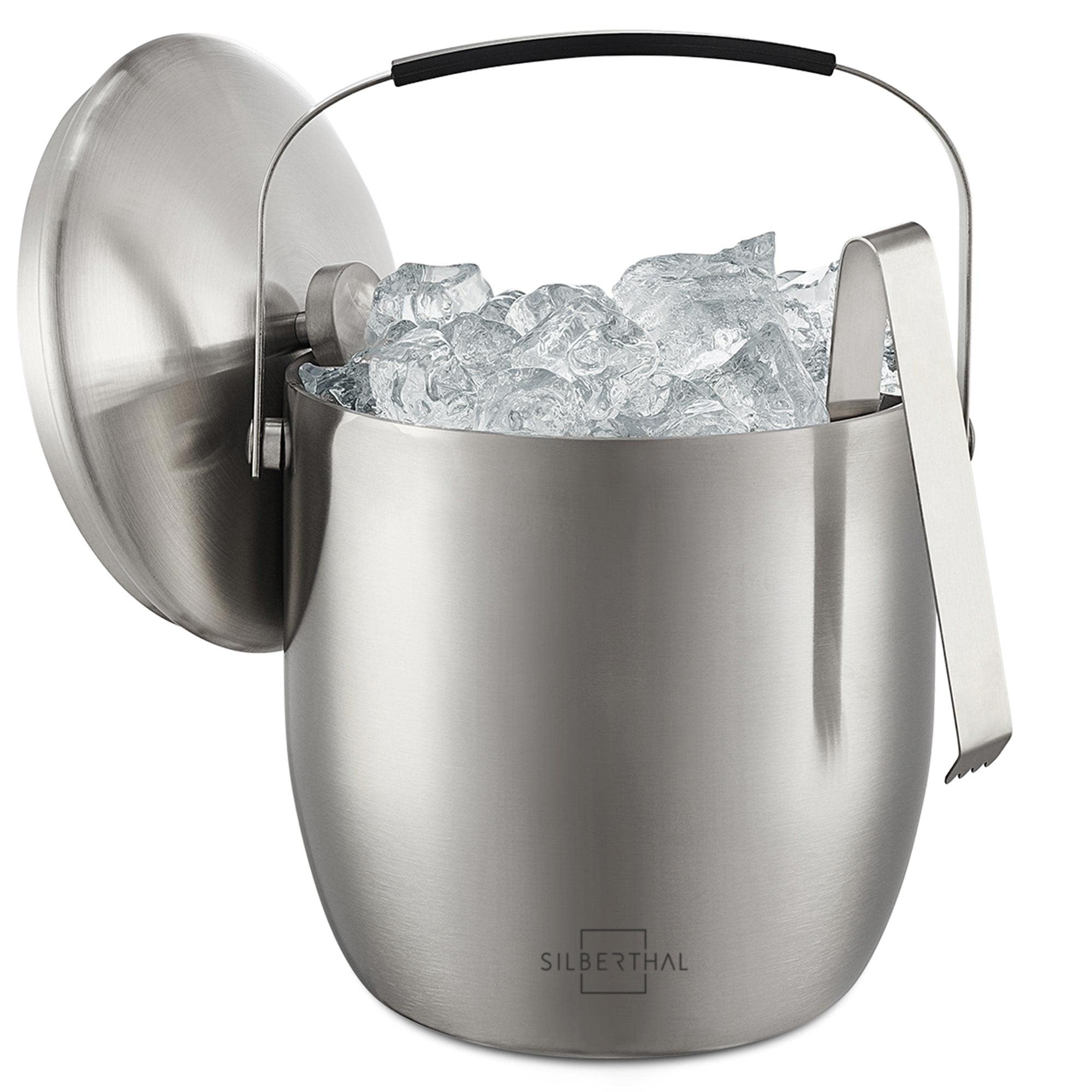 Eiskübel mit Deckel und Zange Groß Edelstahl 3L