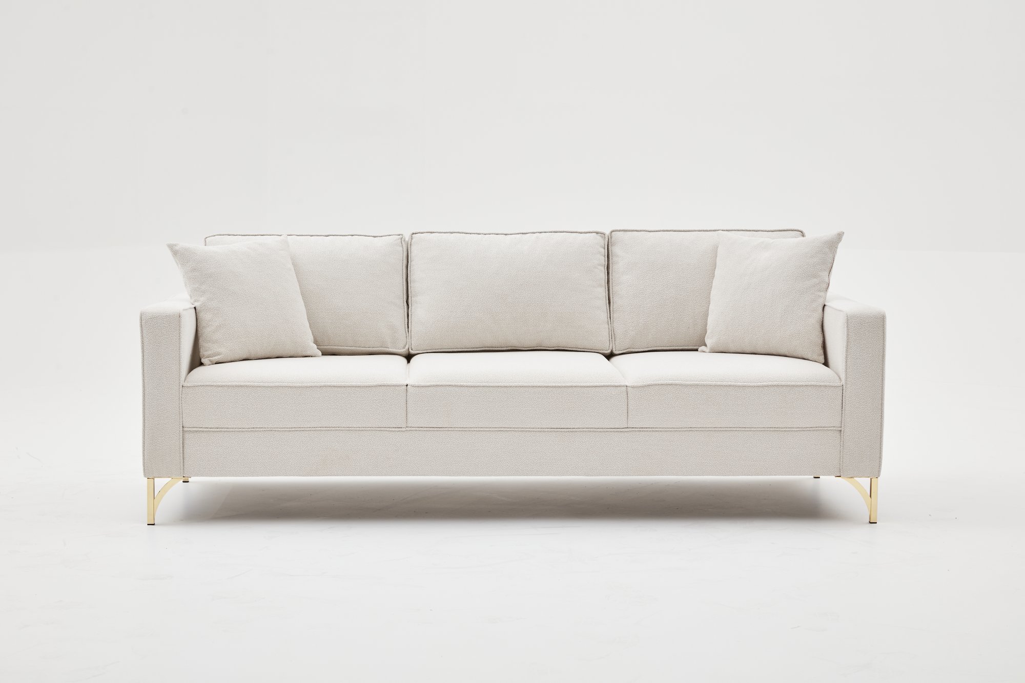 Lima Sofa 3-Sitzer Creme mit goldenen Beinen