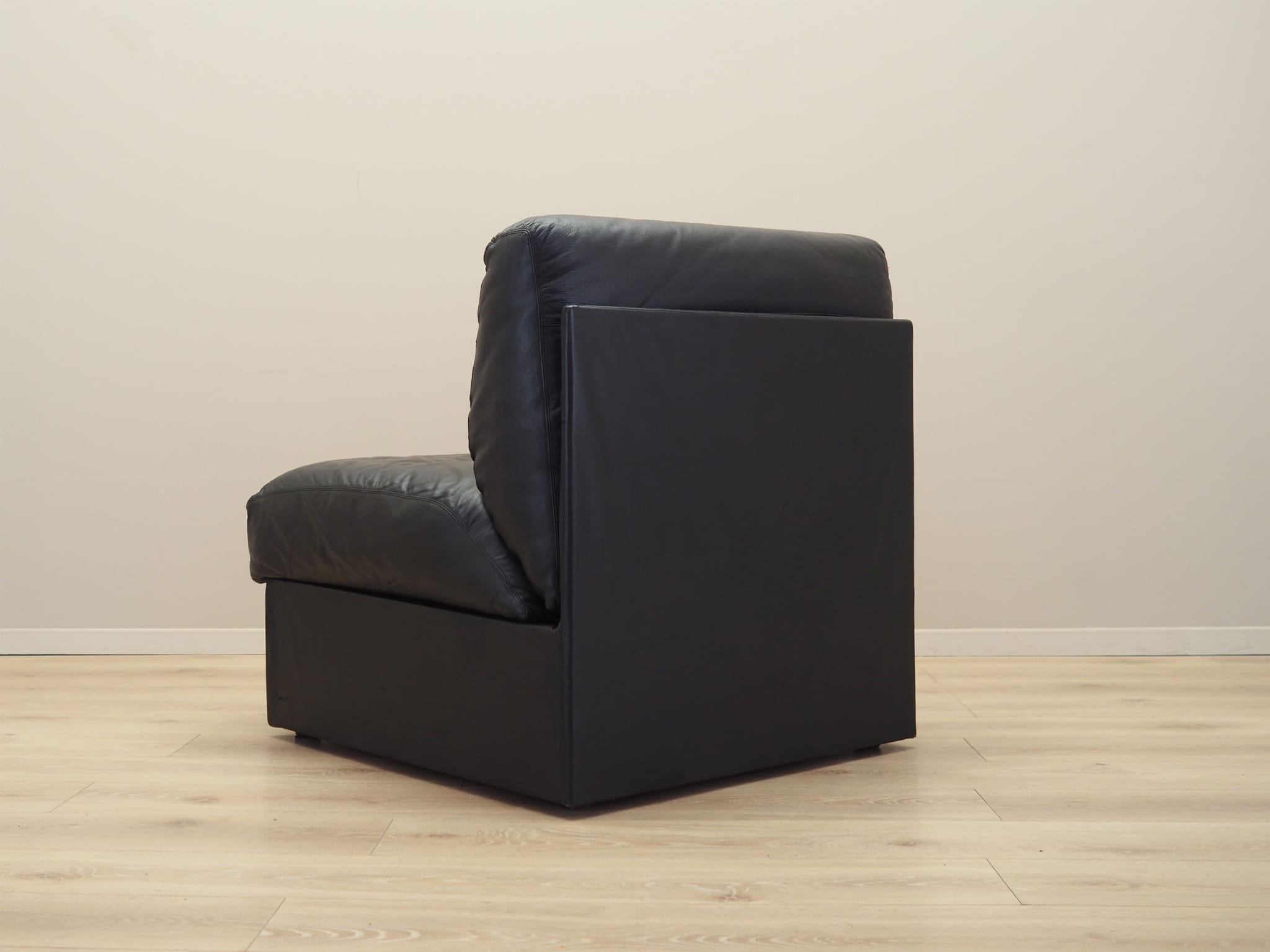 Sessel Leder Schwarz 1960er Jahre