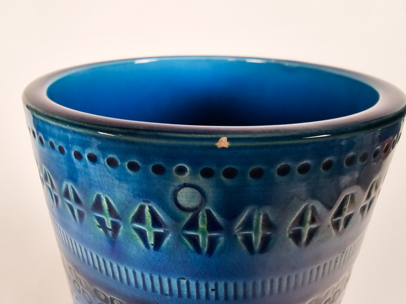 Vintage Aldo Londi Vase Keramik Blau