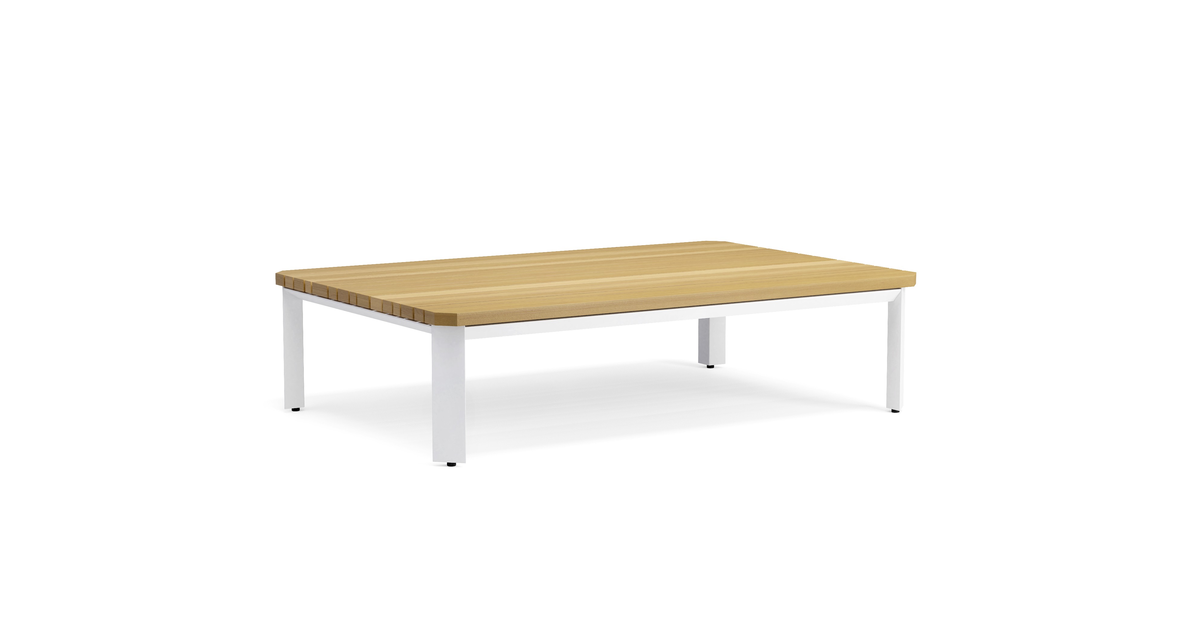 MAUROO Couchtisch Teakholz Weiß 120x80 cm