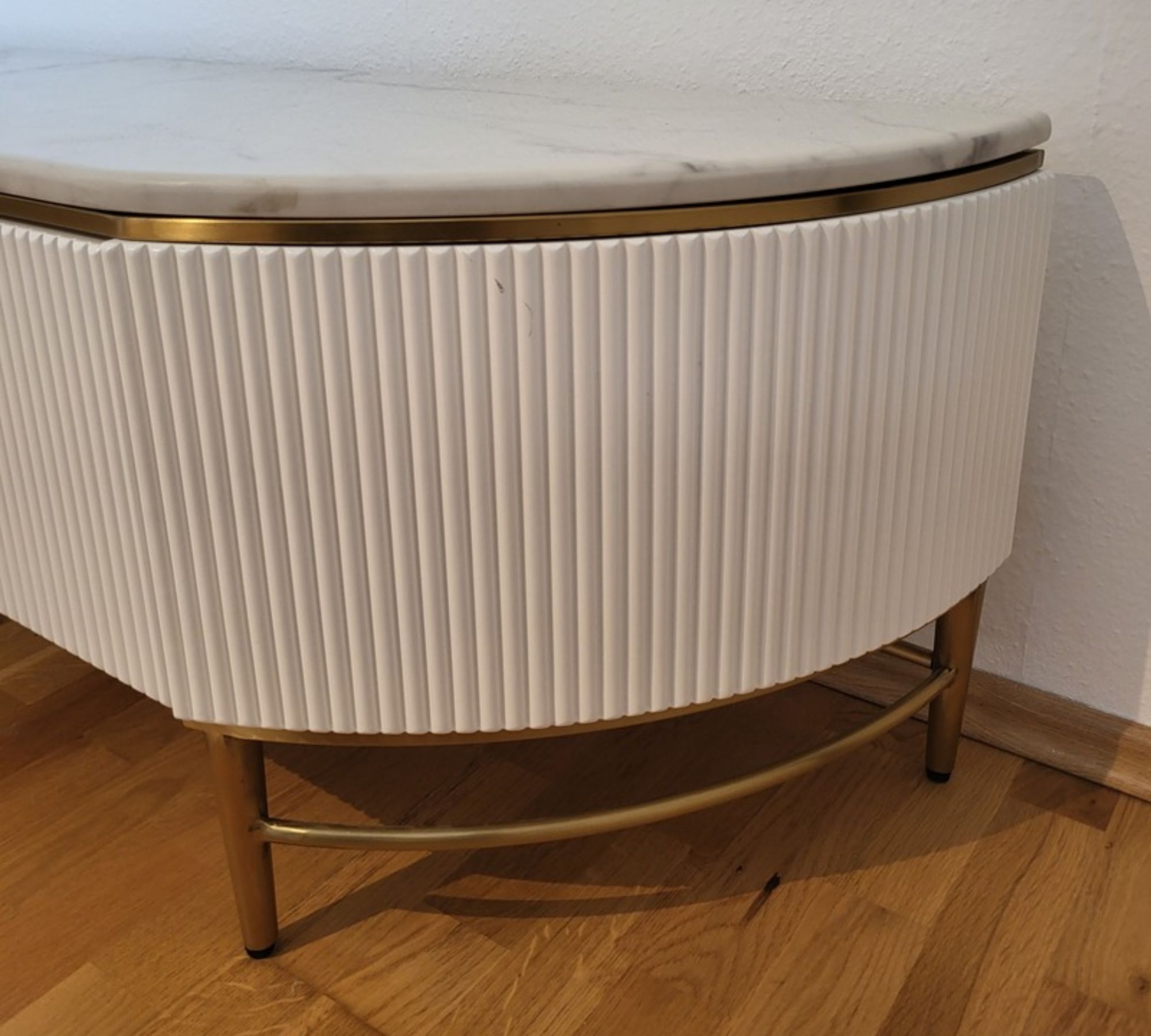Lowboard Marmor Holz Weiß