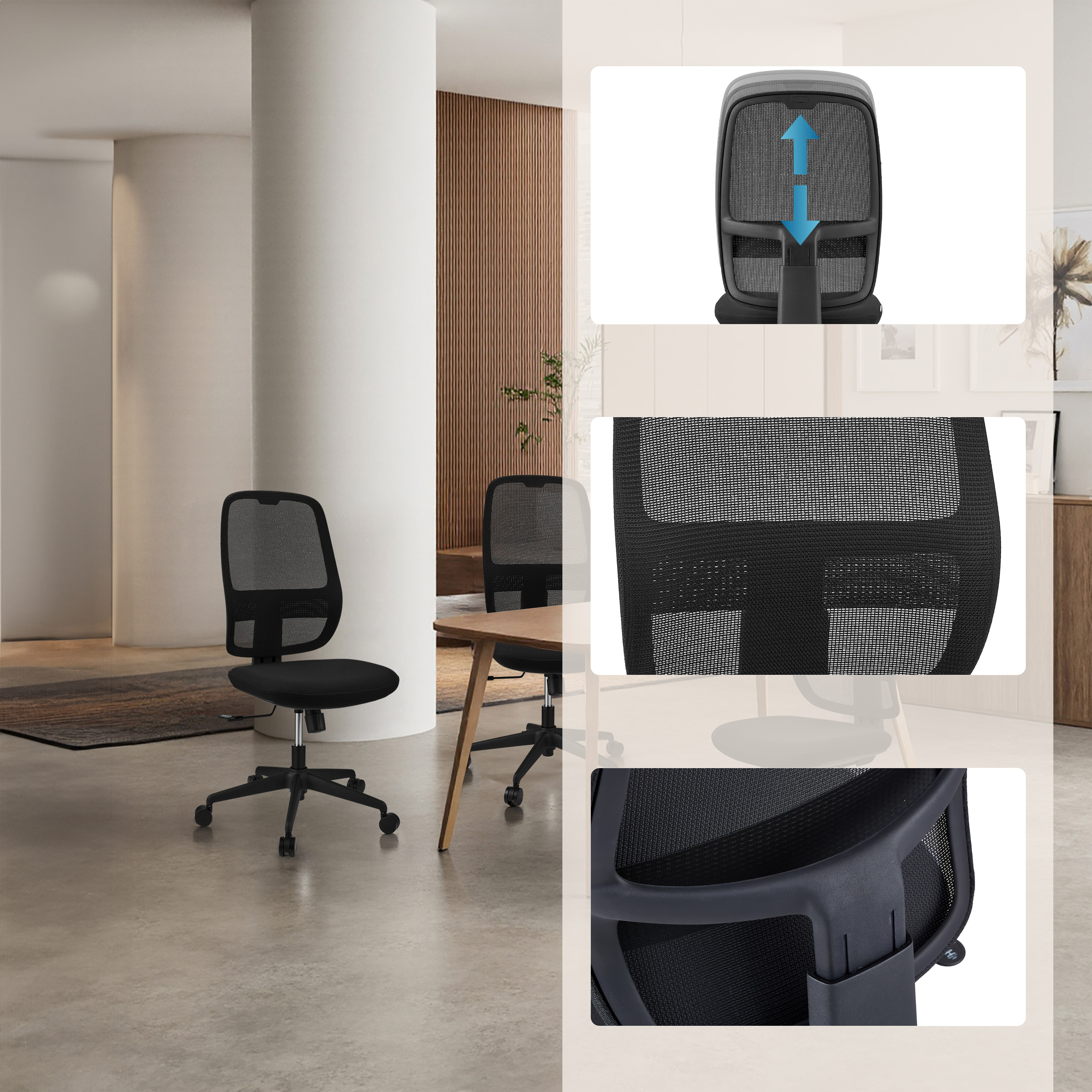 Minoro B Bürostuhl Netzstoff Schwarz