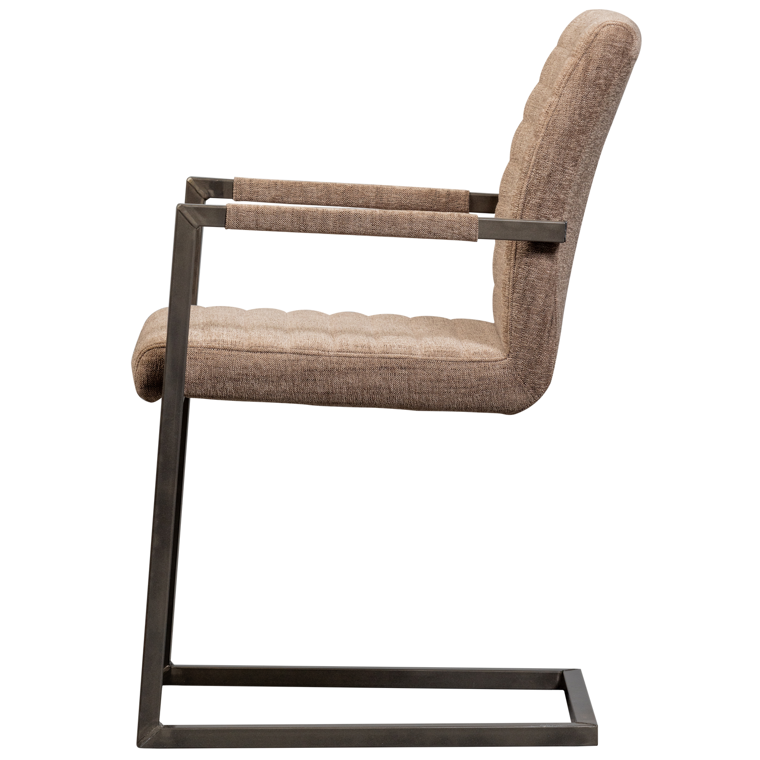 2x Oak Dining Chair Textile Brown