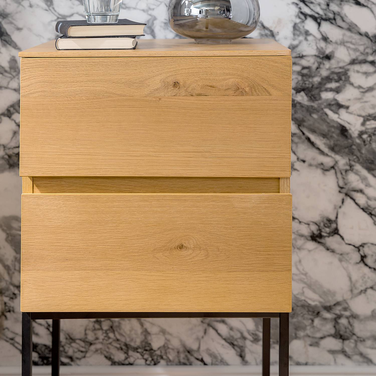 Nightstand NOZZA Iron Oak Black