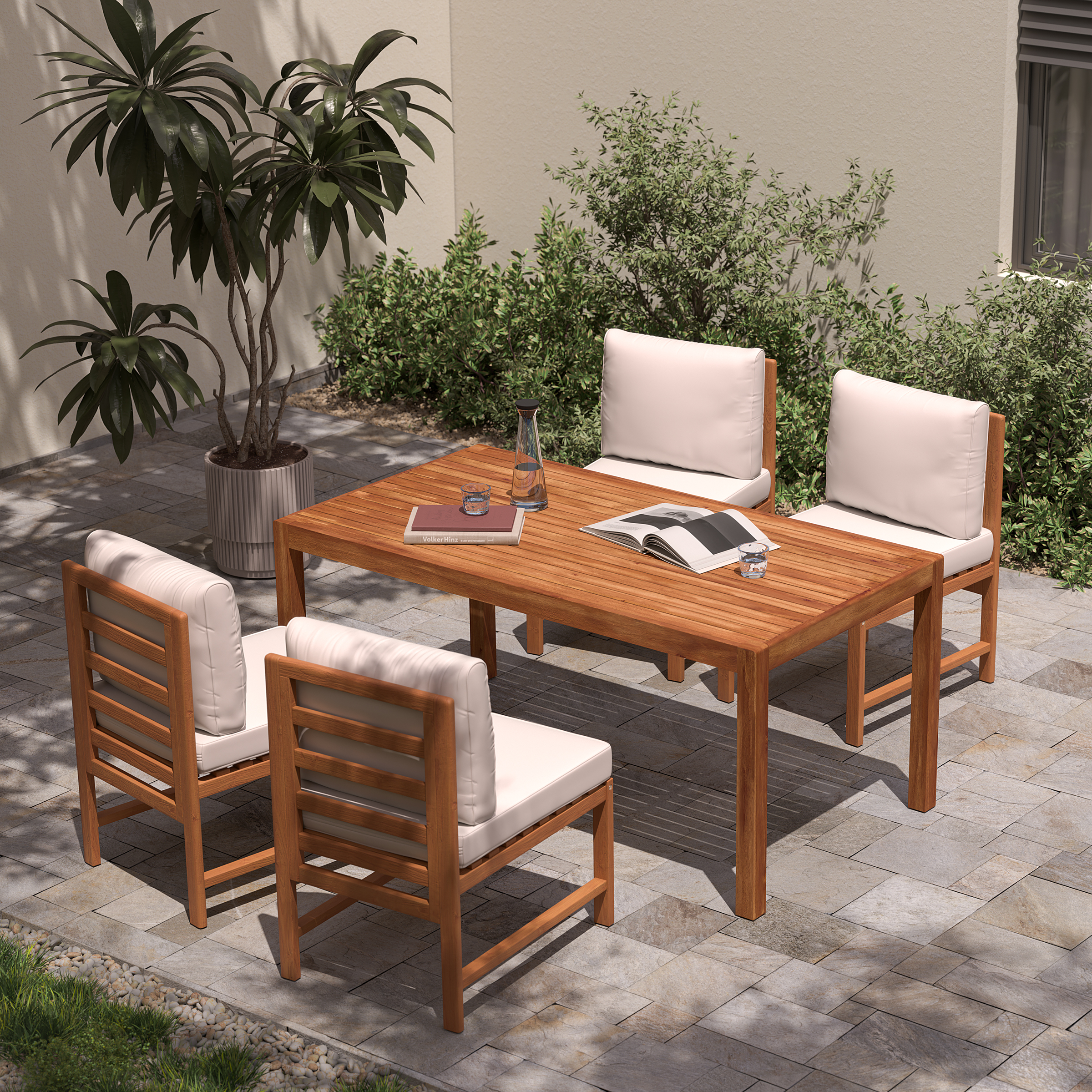 Dining Chair Bayton Acacia Solid Brown Beige