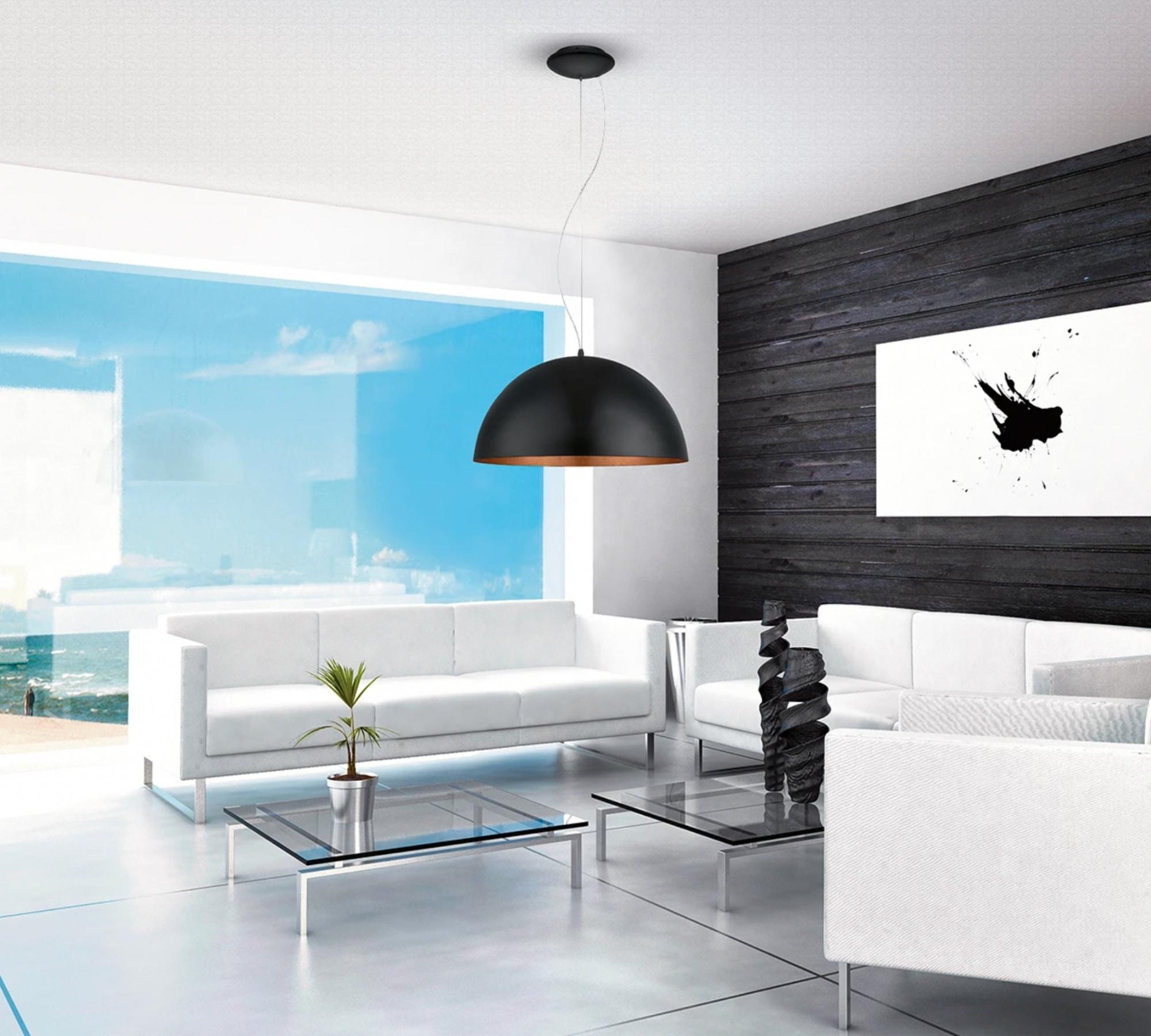 Pendant lamp 1-light Steel Black Copper