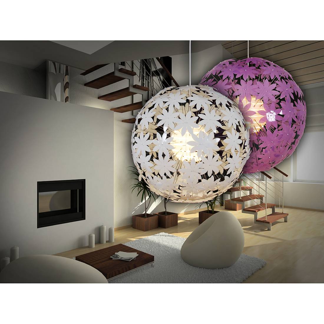 Pendant lamp Flower Bowl White